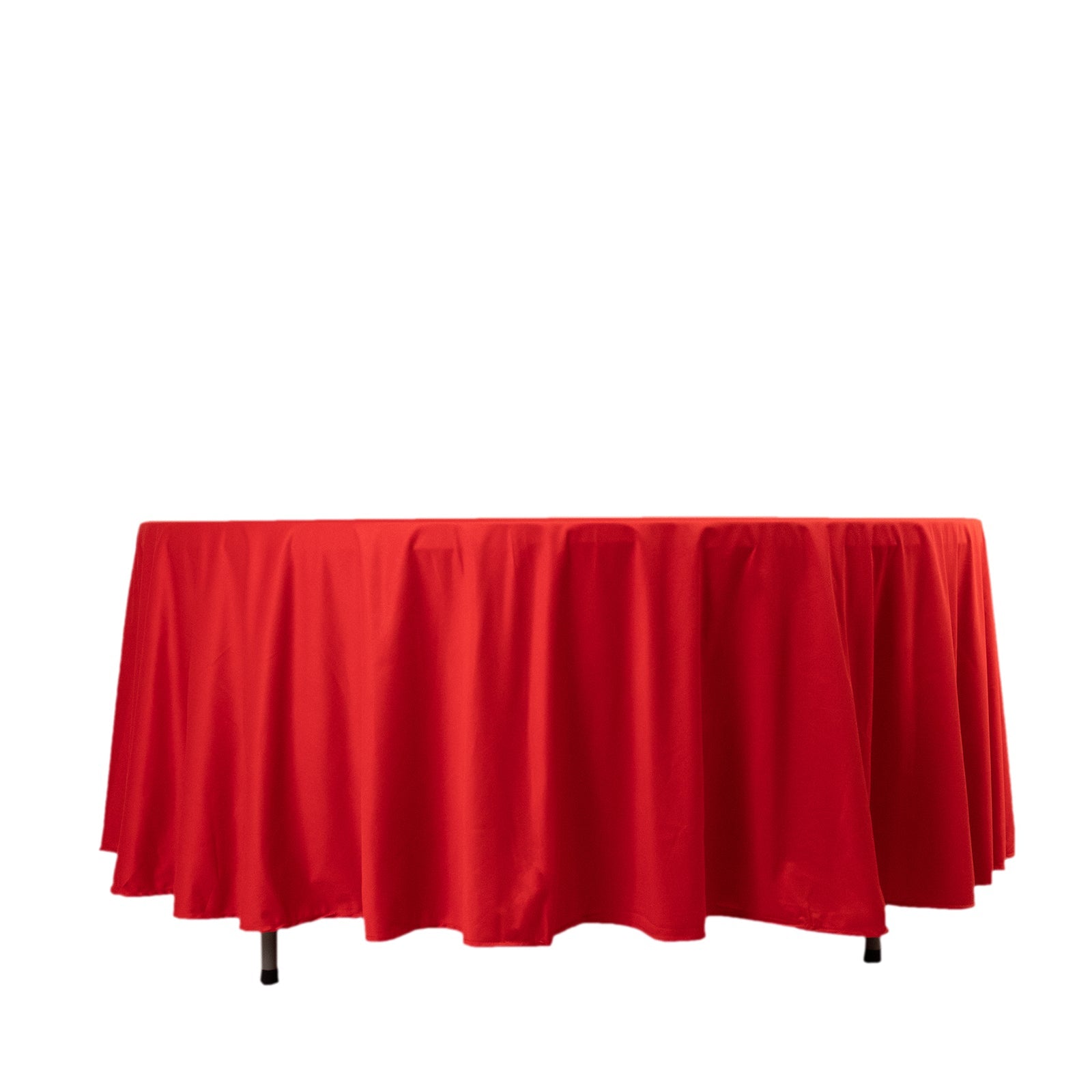 Hot Deal! Premium Red 108' Scuba Round Tablecloth - Wrinkle & Stain Free