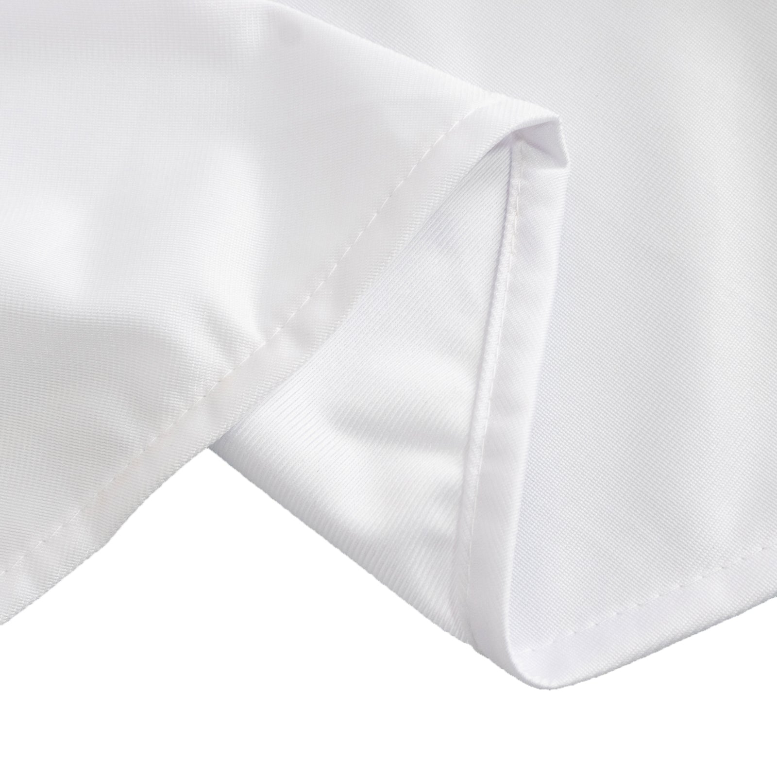 White 90' Premium Scuba Round Tablecloth - Wrinkle & Stain Resistant for Weddings and Banquets