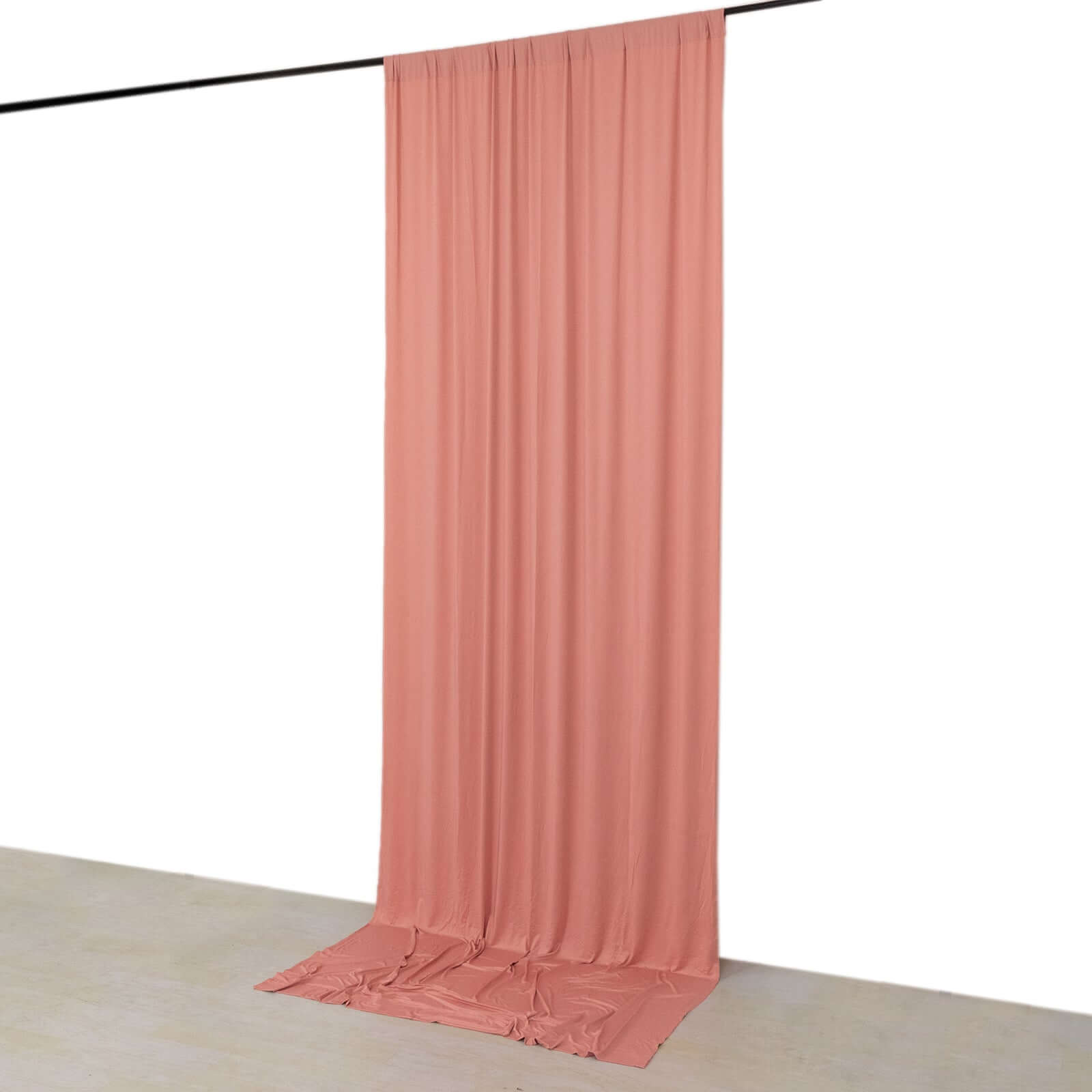 Wrinkle-Free Dusty Rose 4-Way Stretch Spandex Event Curtain, 5ft x 12ft with Rod Pockets