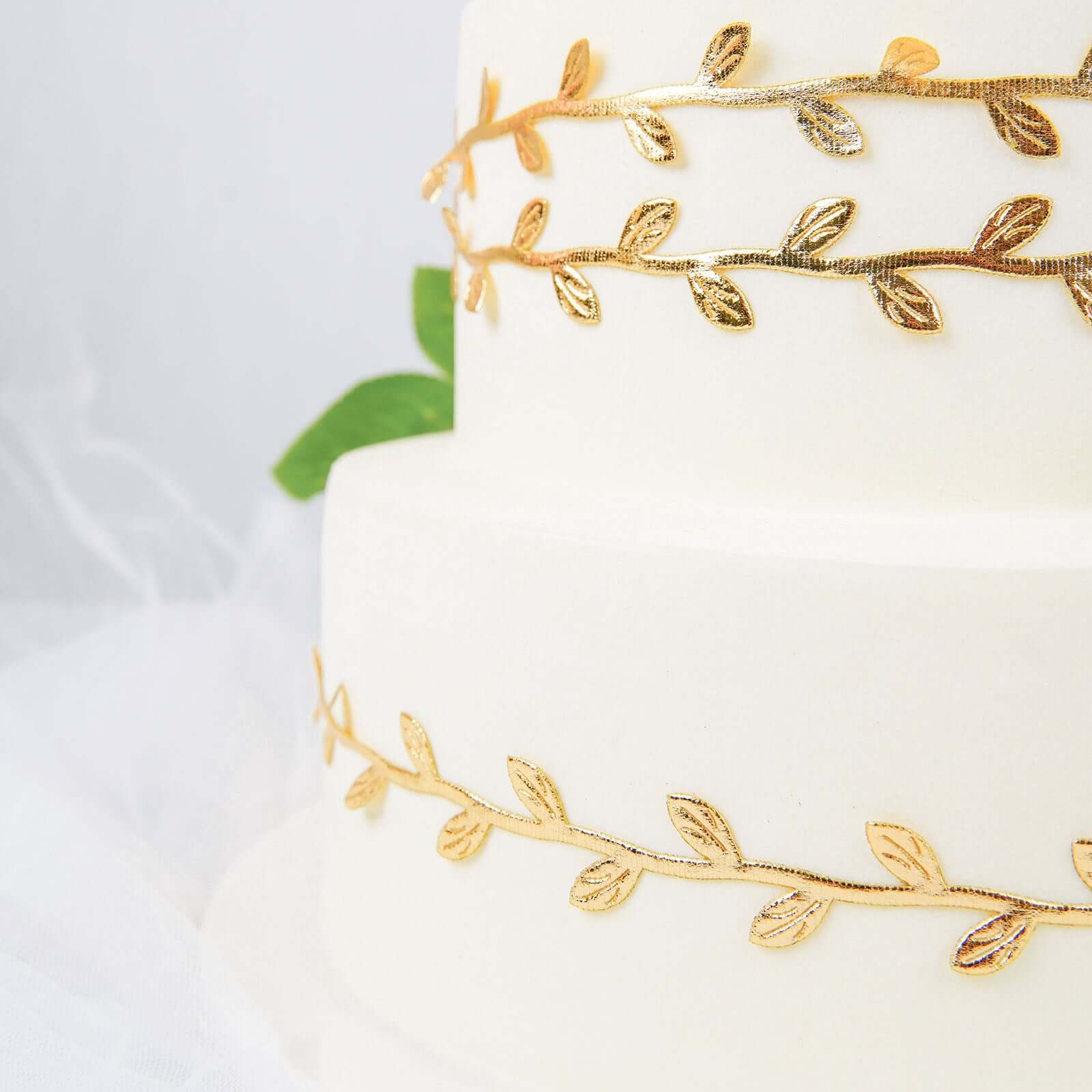 67ft Gold Olive Leaf Artificial Ribbon Trim for DIY Party, Wedding, and Home Decor