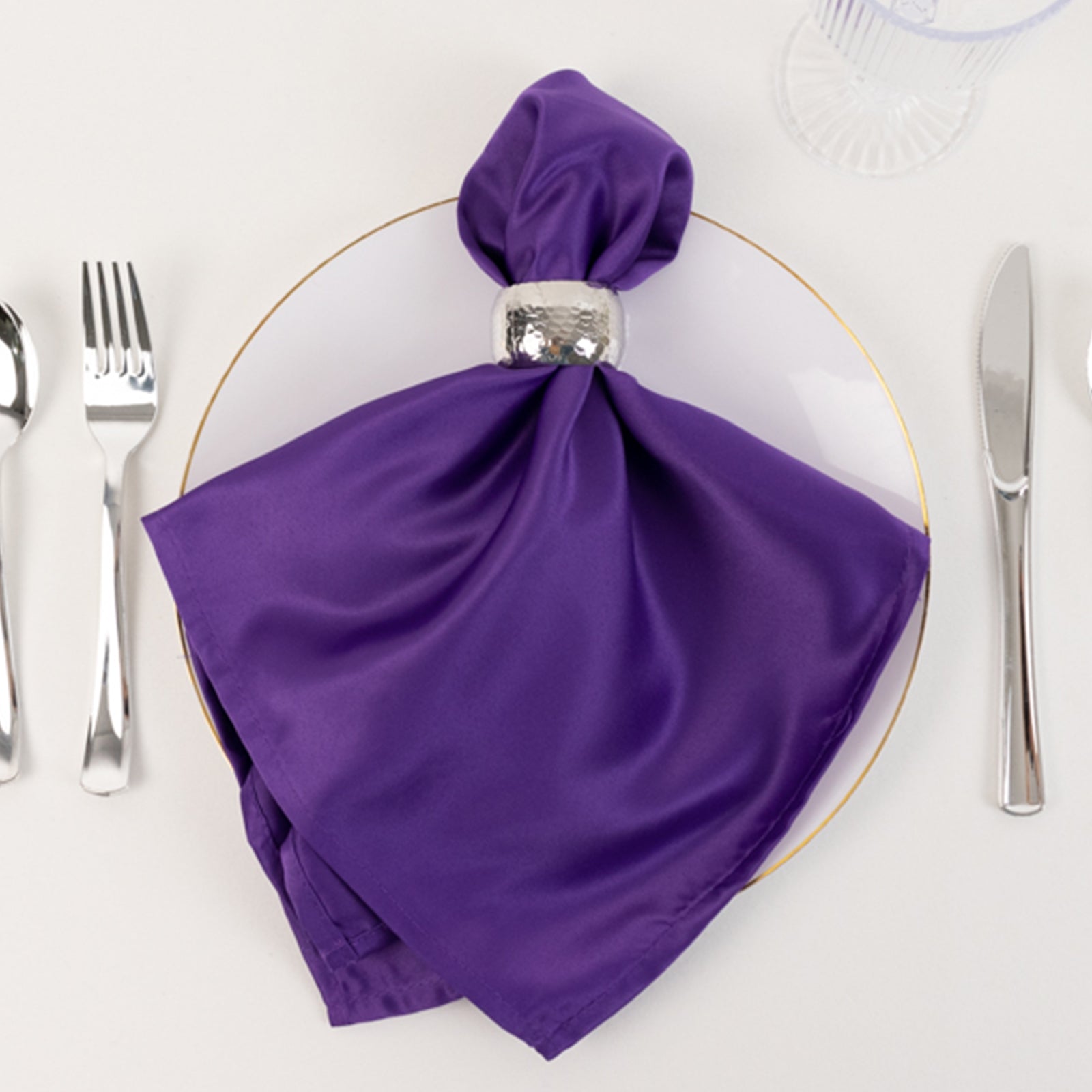 Special Offer! 5-Pack of Purple Lamour Satin 20x20 Dinner Napkins with Soft Matte Finish