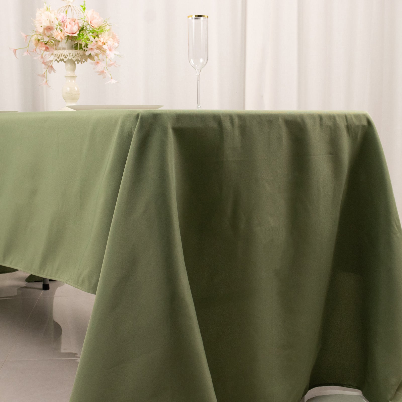 Stain-Resistant 220GSM Dusty Sage Green Premium Polyester Rectangle Tablecloth 60x126