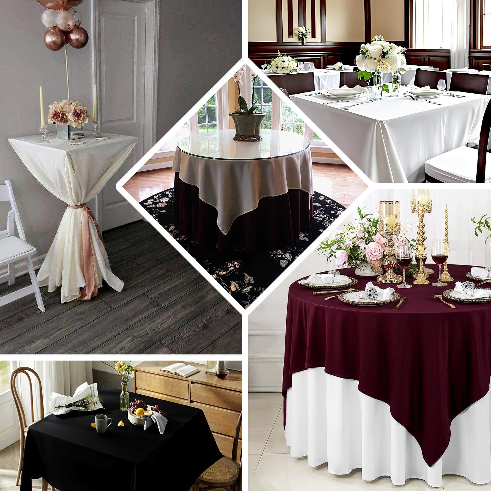 Hot! Purple 70x70 Premium Wrinkle-Free & Stain-Resistant Scuba Table Overlay