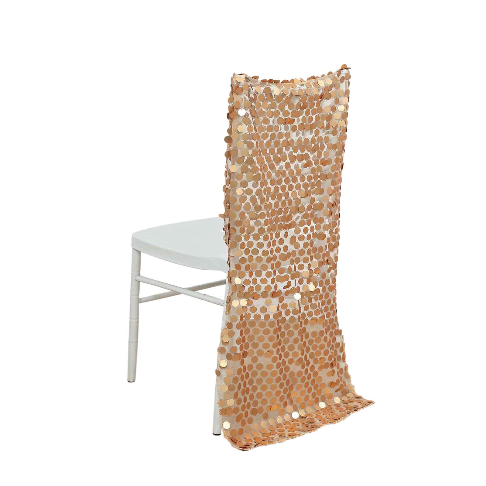 Matte Champagne Sequin Chair Slipcover for Chiavari Chairs - Glittering Big Payette Design