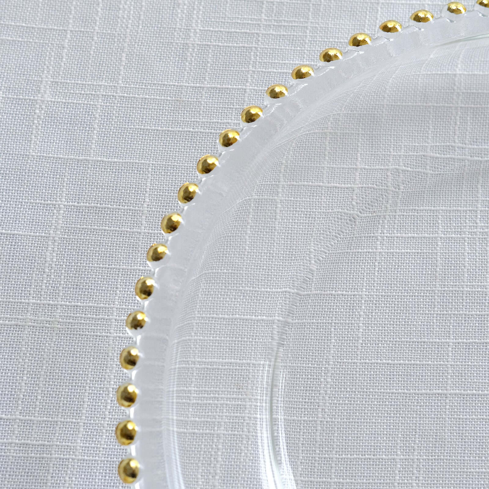12-Inch Gold Glass Round Charger Plates with Beaded Rim, Set of 8 for Event Decor