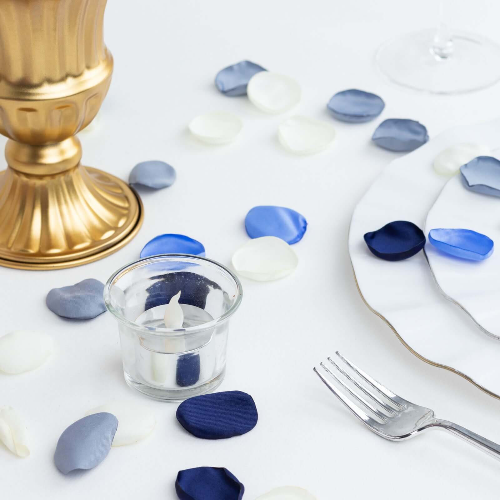 Get 400-Pack Silk Rose Petal Confetti in Dusty Blue Mix for Decorative Events
