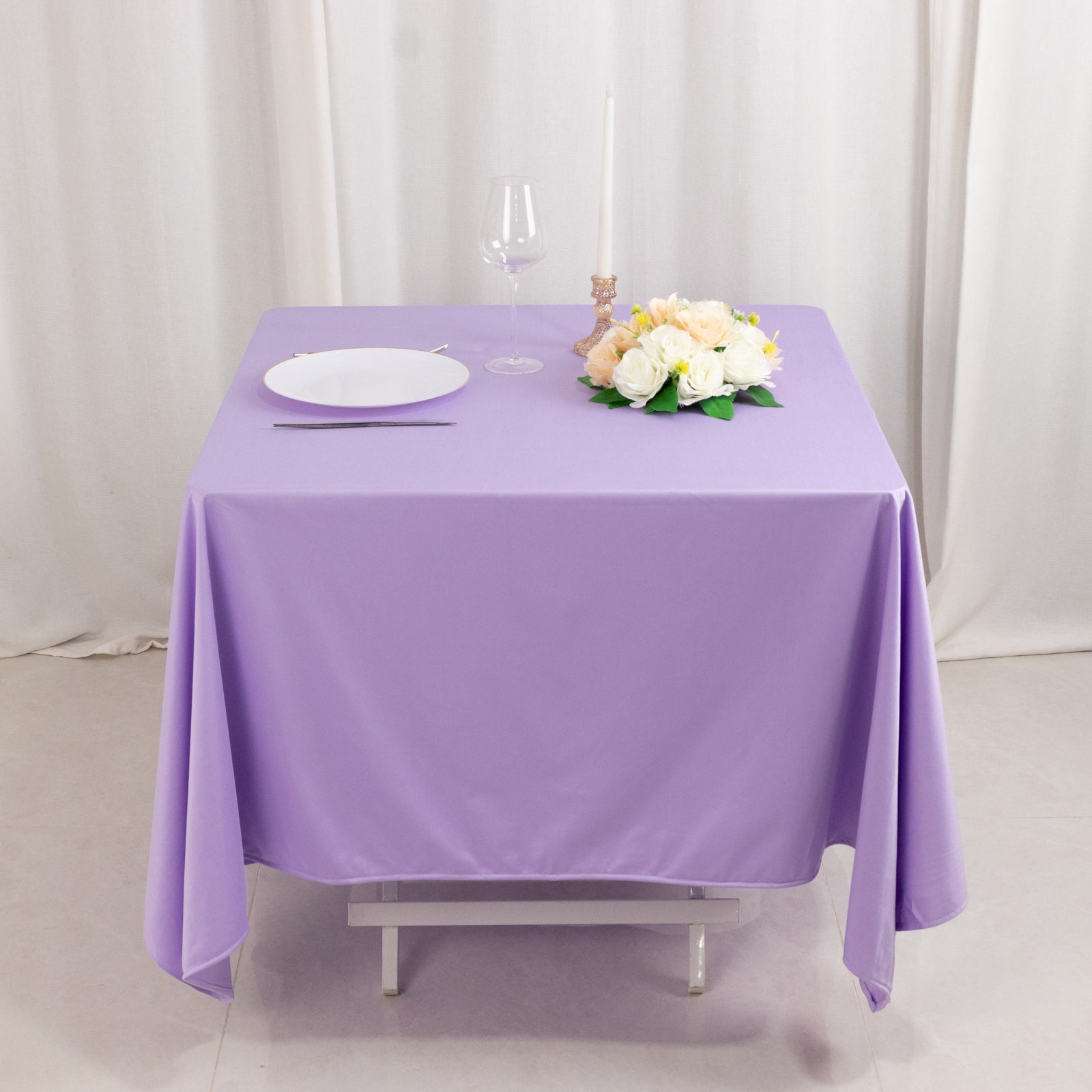 Premium Lavender 70x70 Wrinkle & Stain-Free Scuba Tablecloth - Ideal for Events