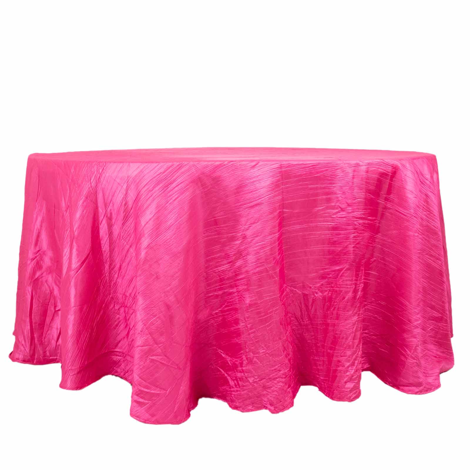 Seamless Accordion Crinkle Fuchsia Taffeta 120 Round Tablecloth