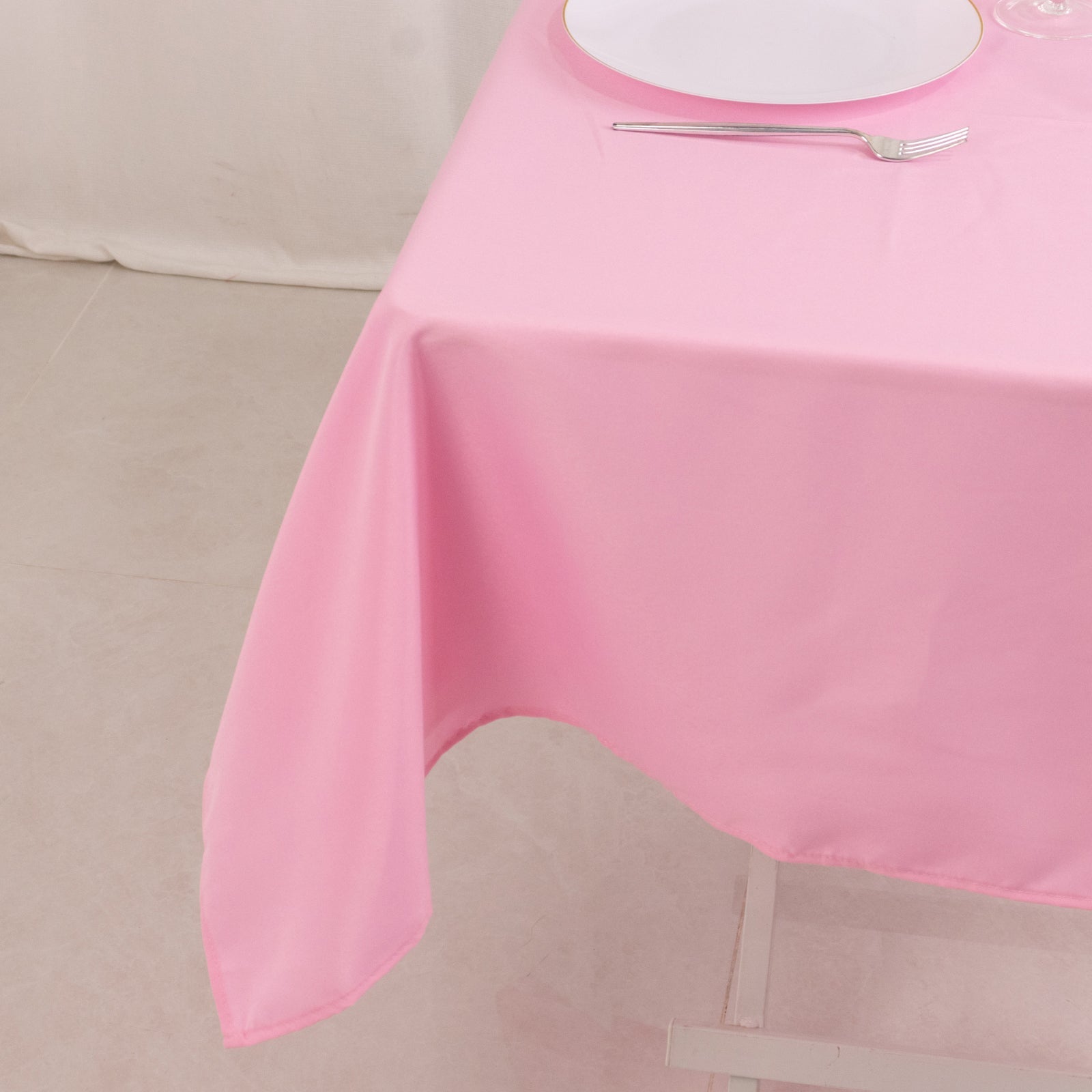 Hot Sale! Pink 54x54 Premium Polyester Square Table Overlay - Stain & Wrinkle Resistant 220GSM Table Topper
