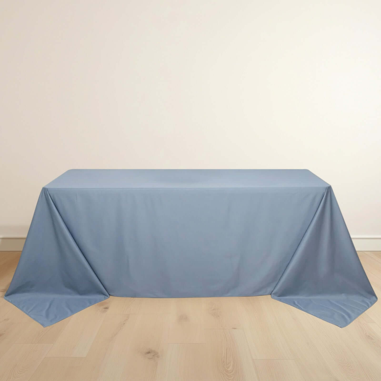 Wrinkle-Free, Stain-Resistant Dusty Blue Scuba Polyester 90x132 Rectangular Tablecloth