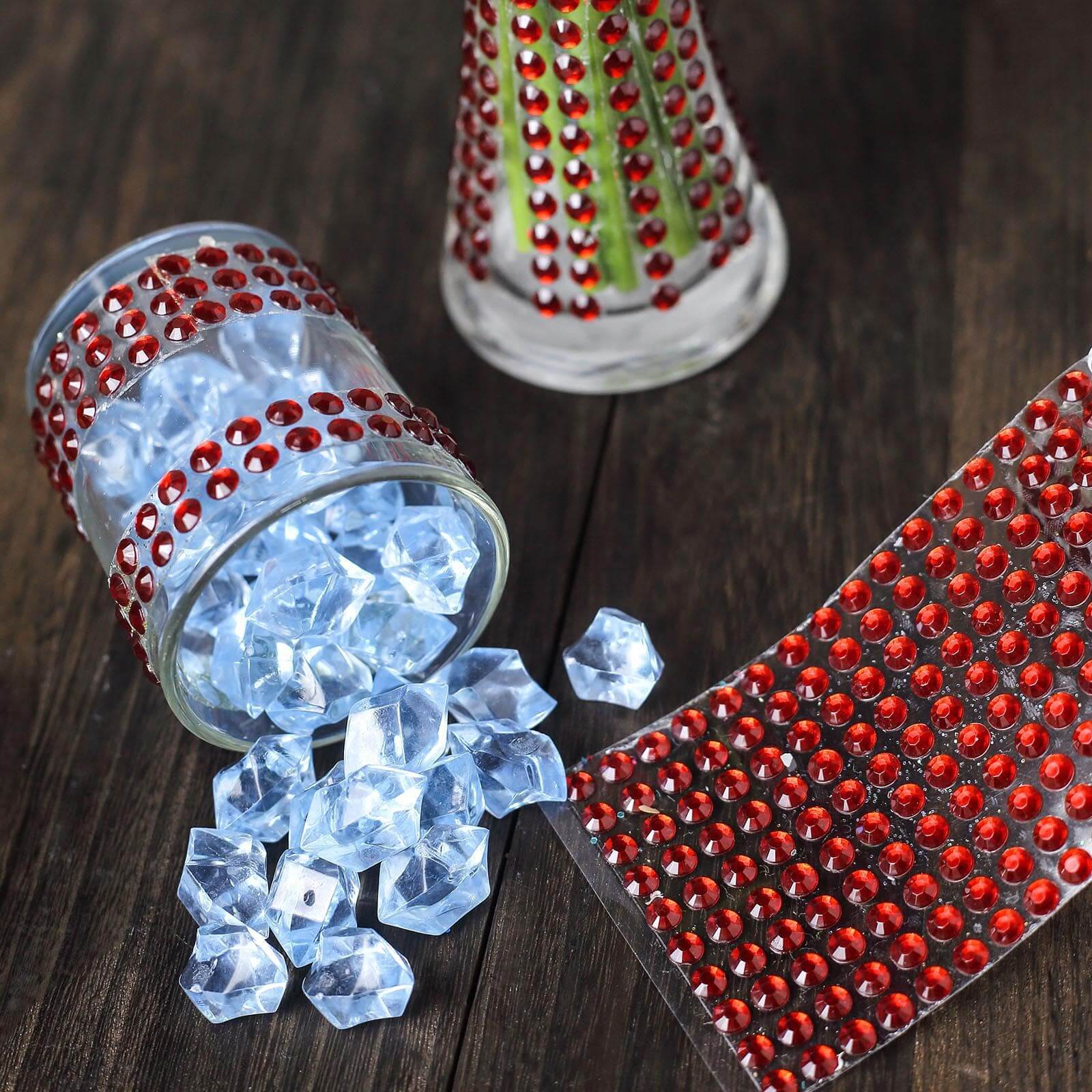 21x11 Red Self - Adhesive Rhinestone Sheets for DIY Craft Decoration