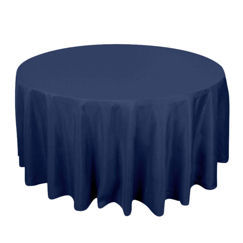 Premium Navy Blue 120-Inch Round Polyester Tablecloth - Seamless, Wrinkle-Resistant & Stainproof