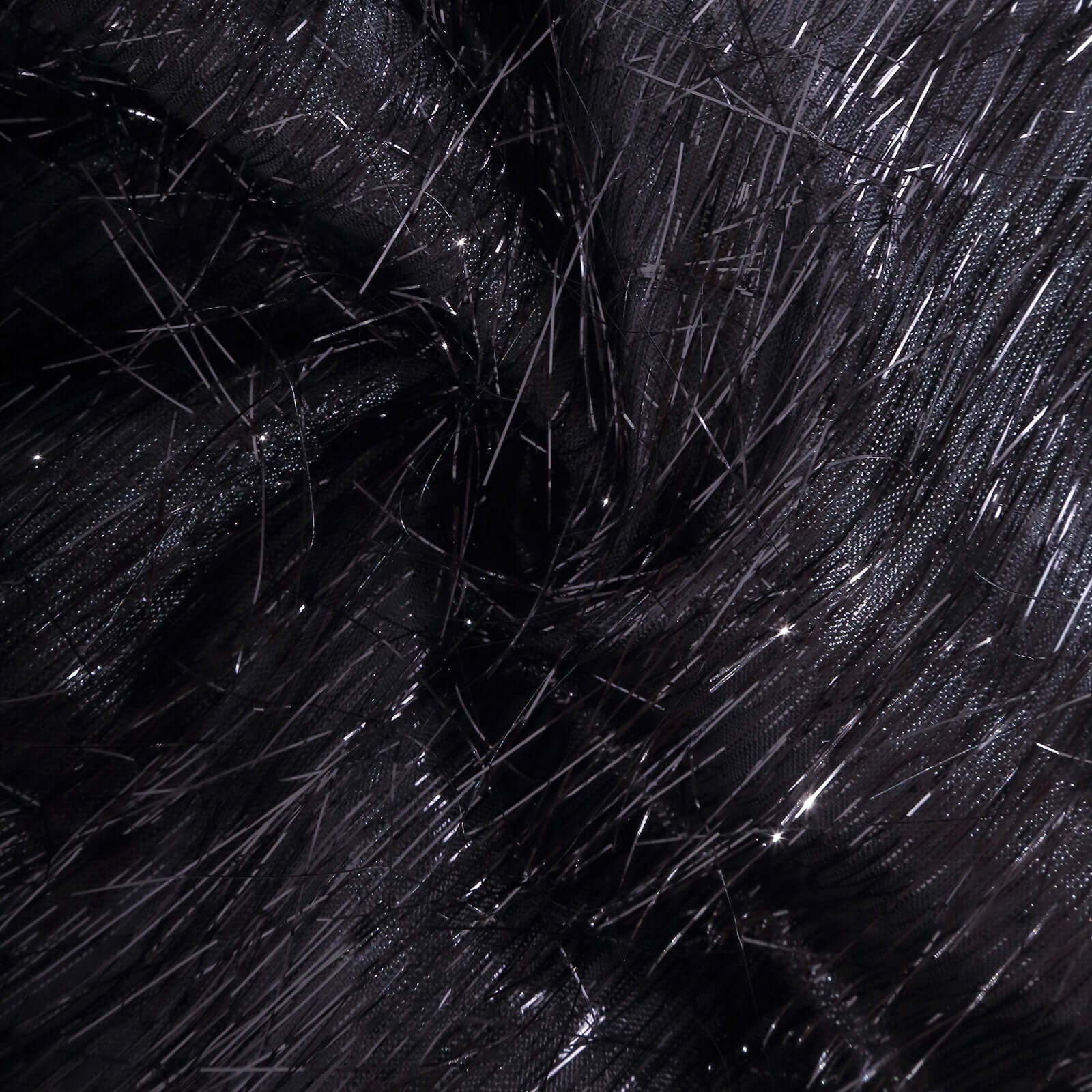 5-Piece Set of Black Metallic Tinsel Fringe Polyester Chair Sashes - Effortless Chair Bows, 6x108