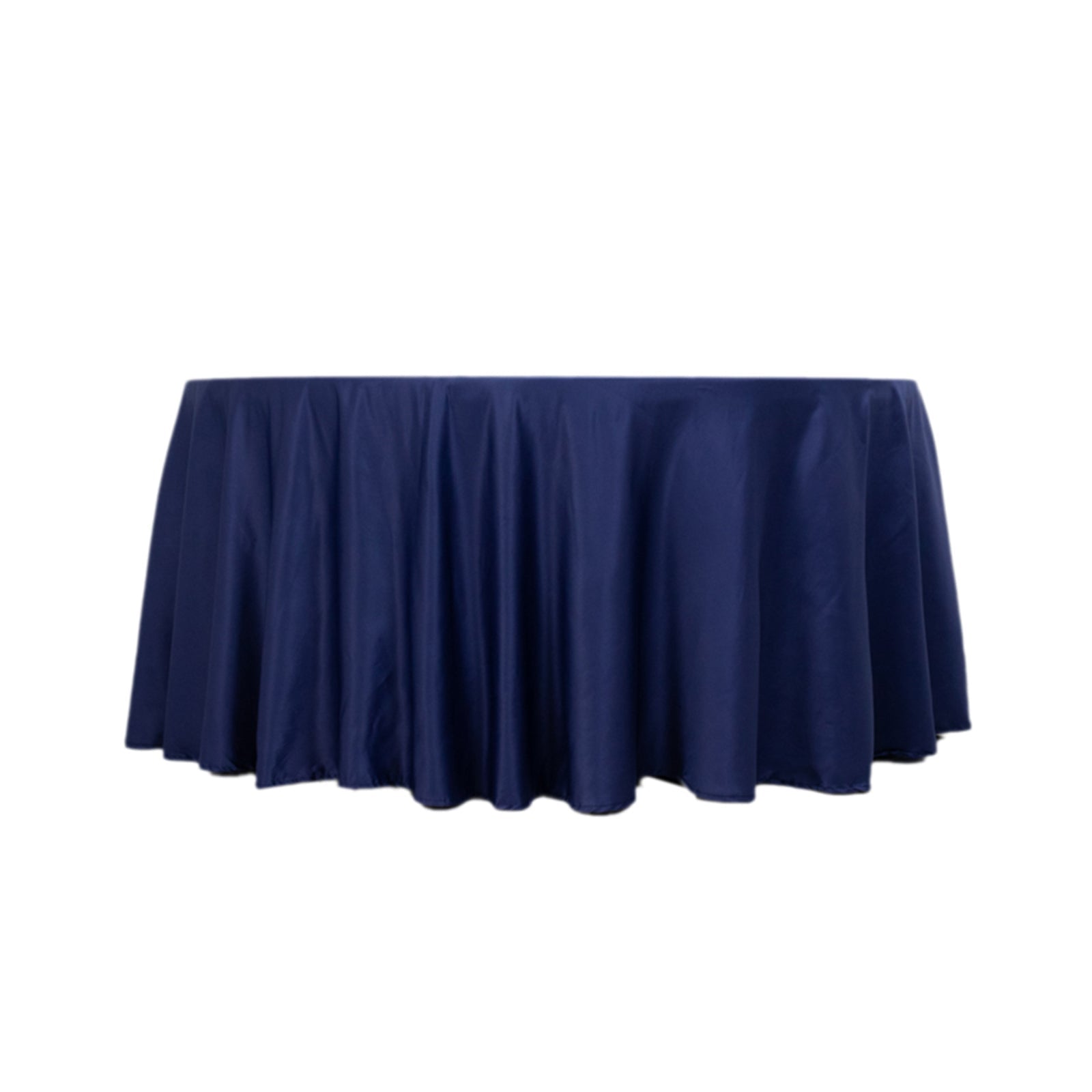 Navy Blue Lamour Satin 120" Round Tablecloth - Soft Sheen & Durable!