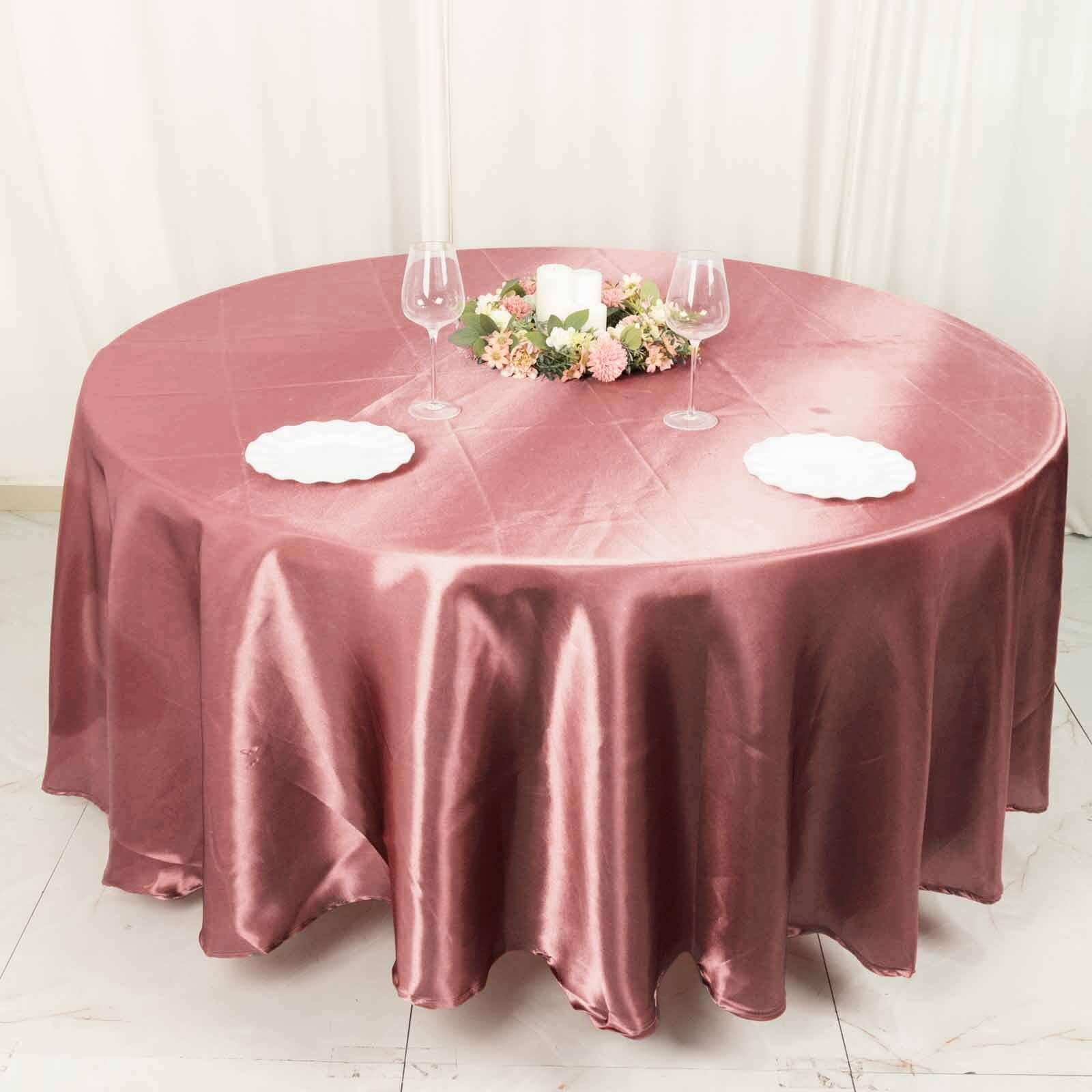 Exclusive Satin 108 Round Tablecloth in Cinnamon Rose - Smooth & Lustrous