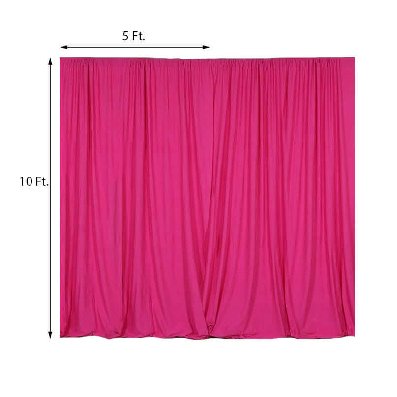 2-Pack Fuchsia 10ftx10ft Scuba Polyester Event Curtains - Durable, Flame Resistant & Wrinkle Free