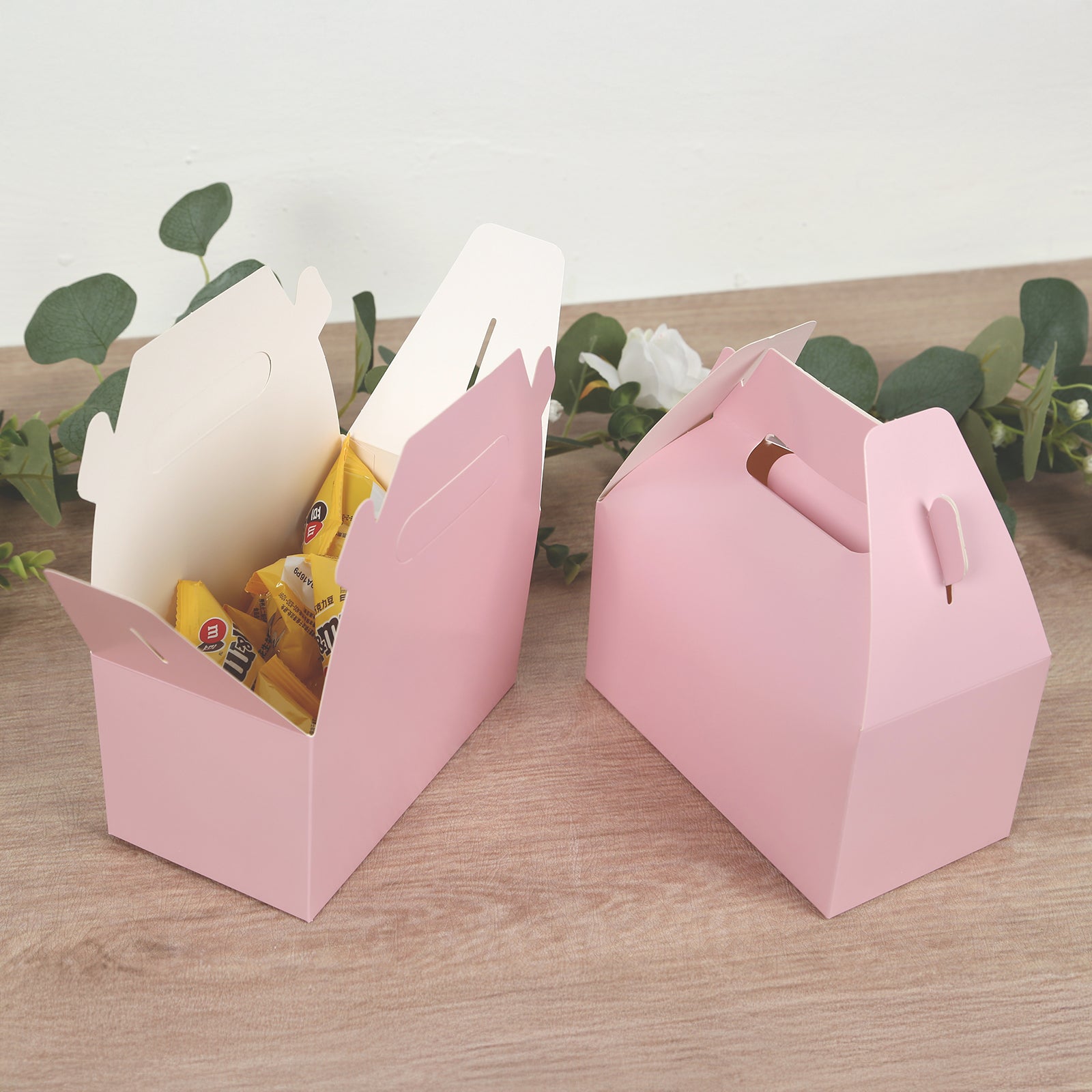 25-Pack Blush Tote Gable Candy Gift Party Favor Boxes