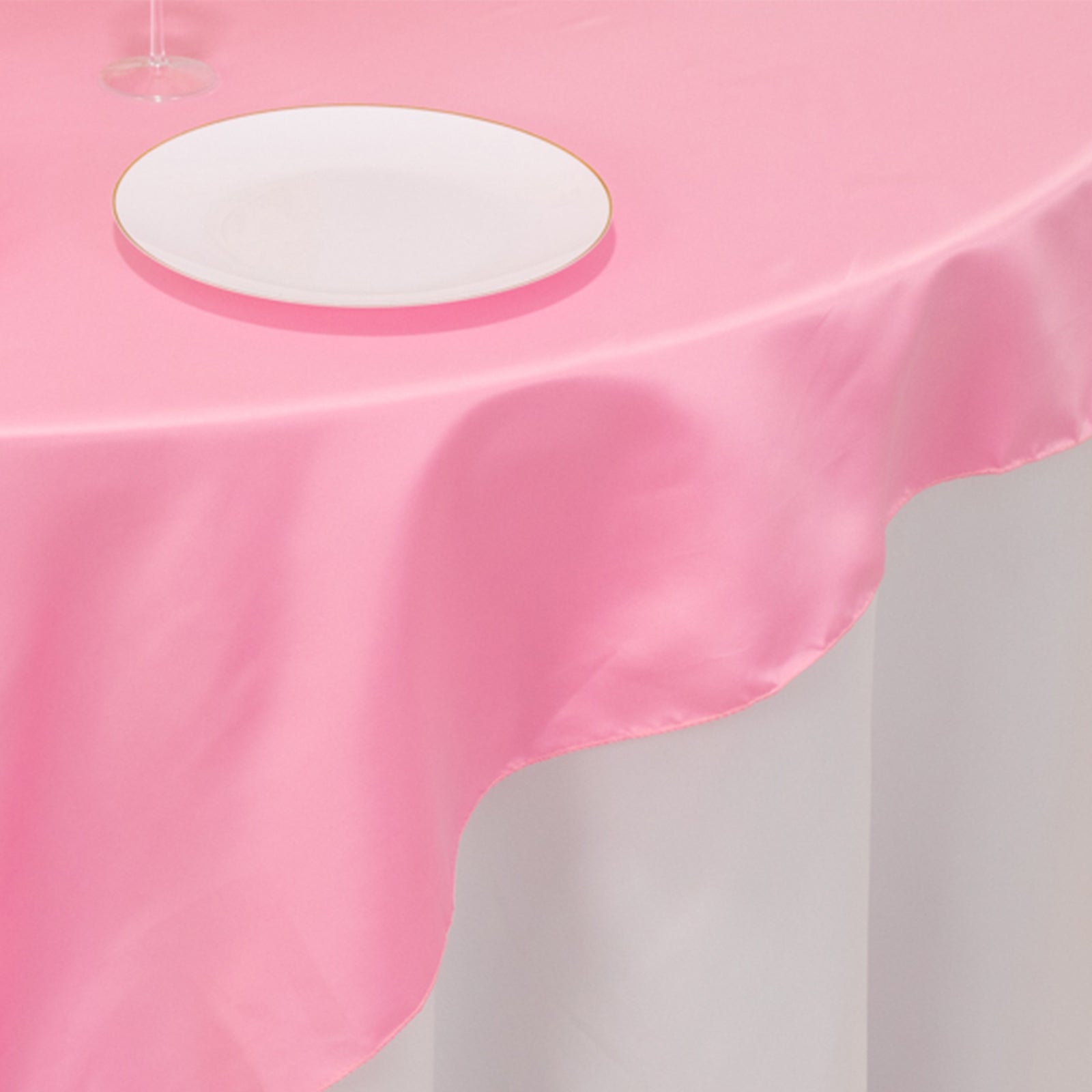 Hot! Pink Lamour Satin 72x72 Square Table Overlay with Smooth Finish