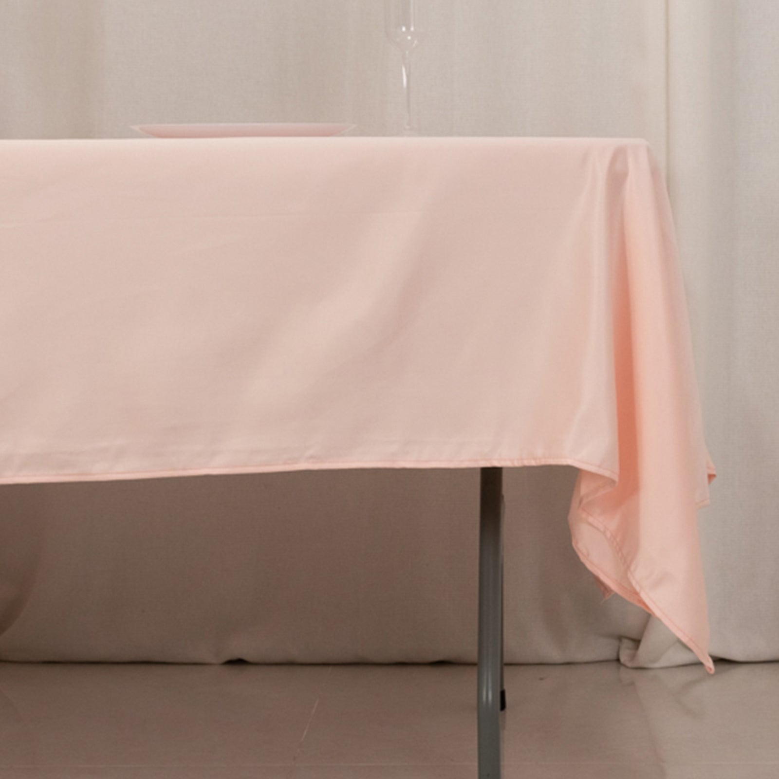 Blush Lamour Satin Rectangle Tablecloth 60x102 - Durable & Soft for Events