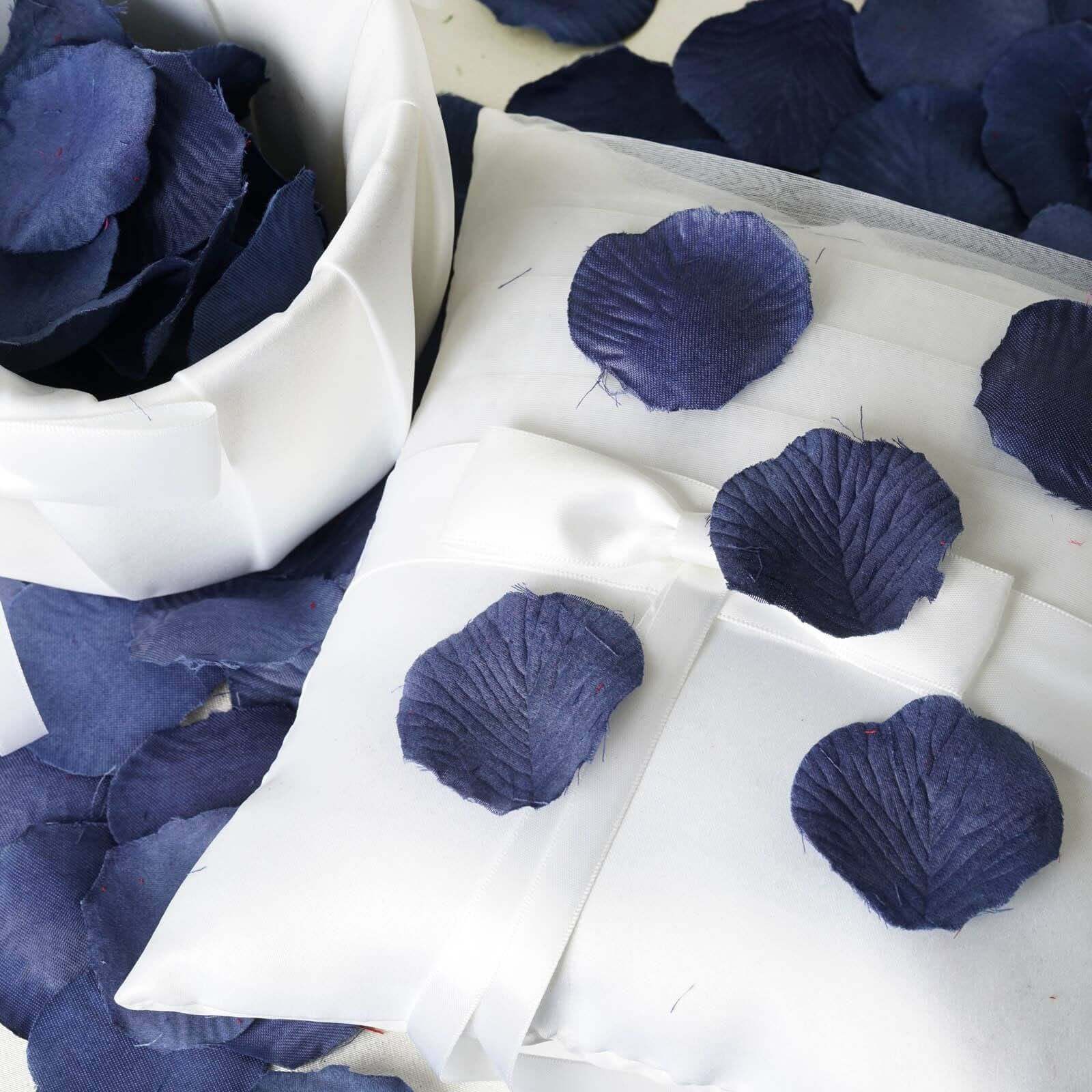 Navy Blue Silk Rose Petal Confetti - 500 Pack for Table and Floor Decor