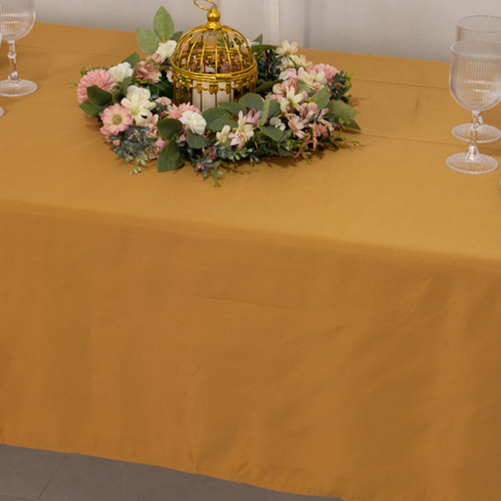 Hot Sale! Gold Lamour Satin Rectangle Tablecloth (60x102) for Weddings and Banquets - Durable and Silky Soft
