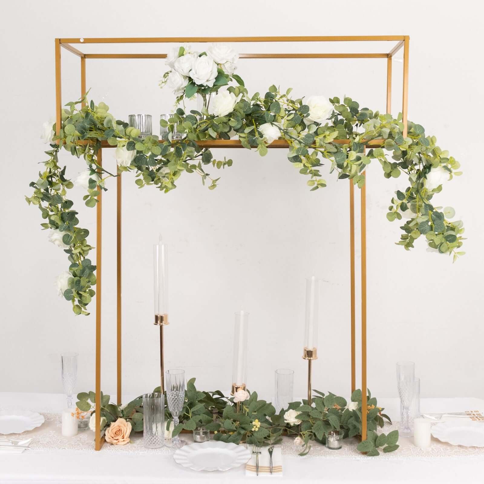 Heavy Duty Gold Metal Rectangular Tall Floral Display Rack - 48 Inches