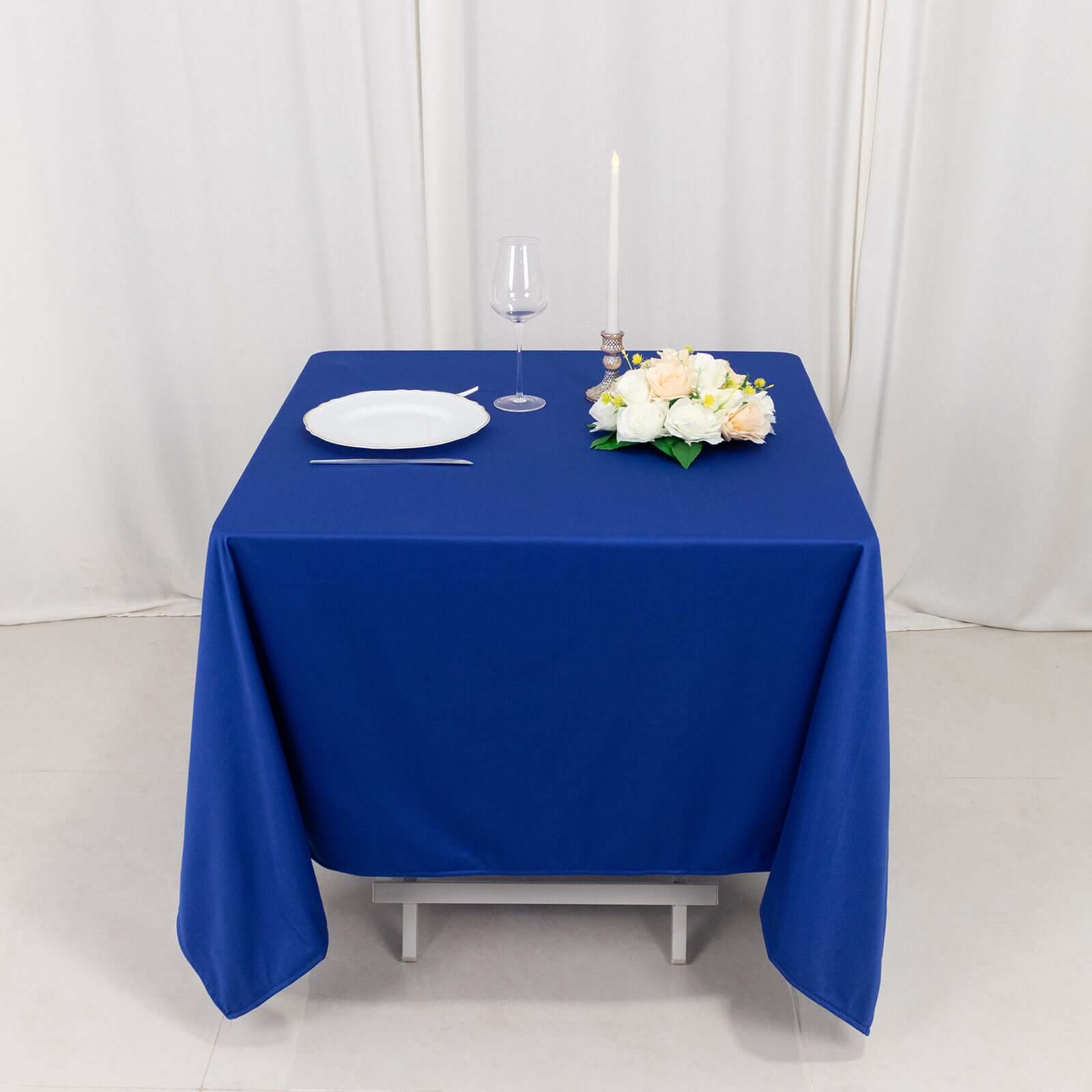 Royal Blue 70x70 Premium Wrinkle-Free & Stain-Resistant Scuba Tablecloth - Ideal for Events