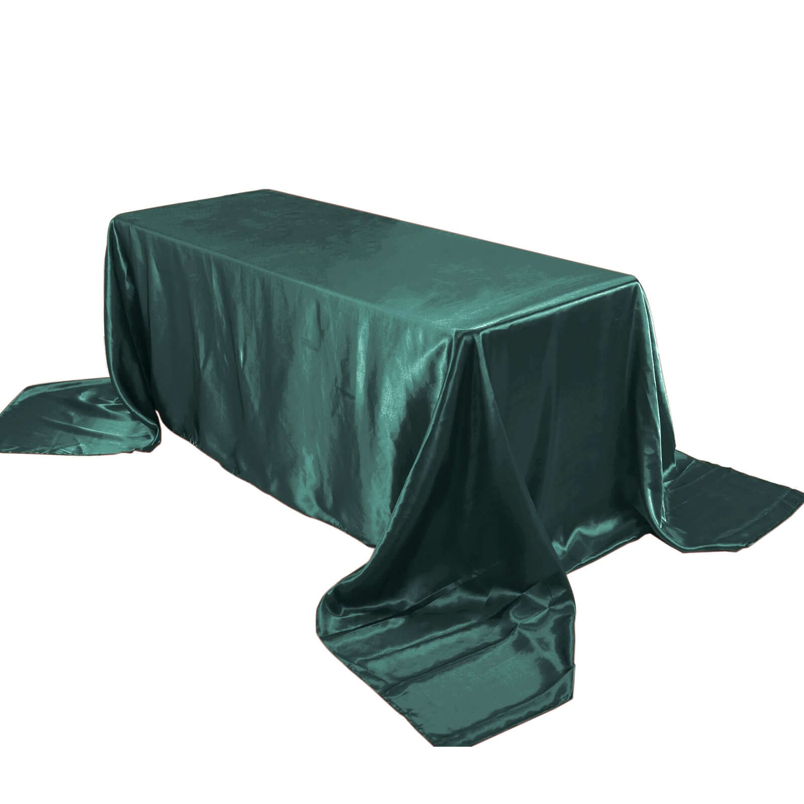 Hot Sale! Seamless Satin Rectangular Tablecloth in Hunter Emerald Green, 90x156 Inches