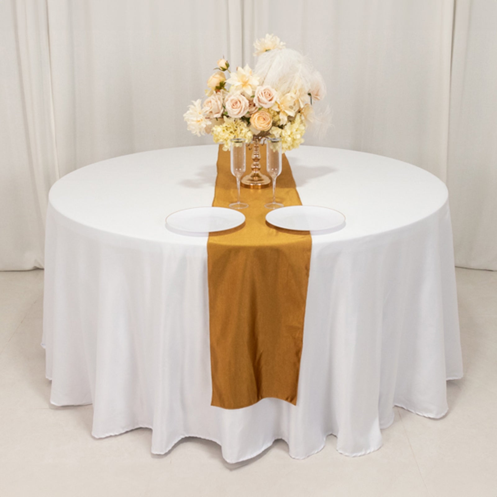 Hot Deal! Wrinkle-Free Shimmer Gold Scuba Polyester Table Runner for Events and Banquets (12x108)