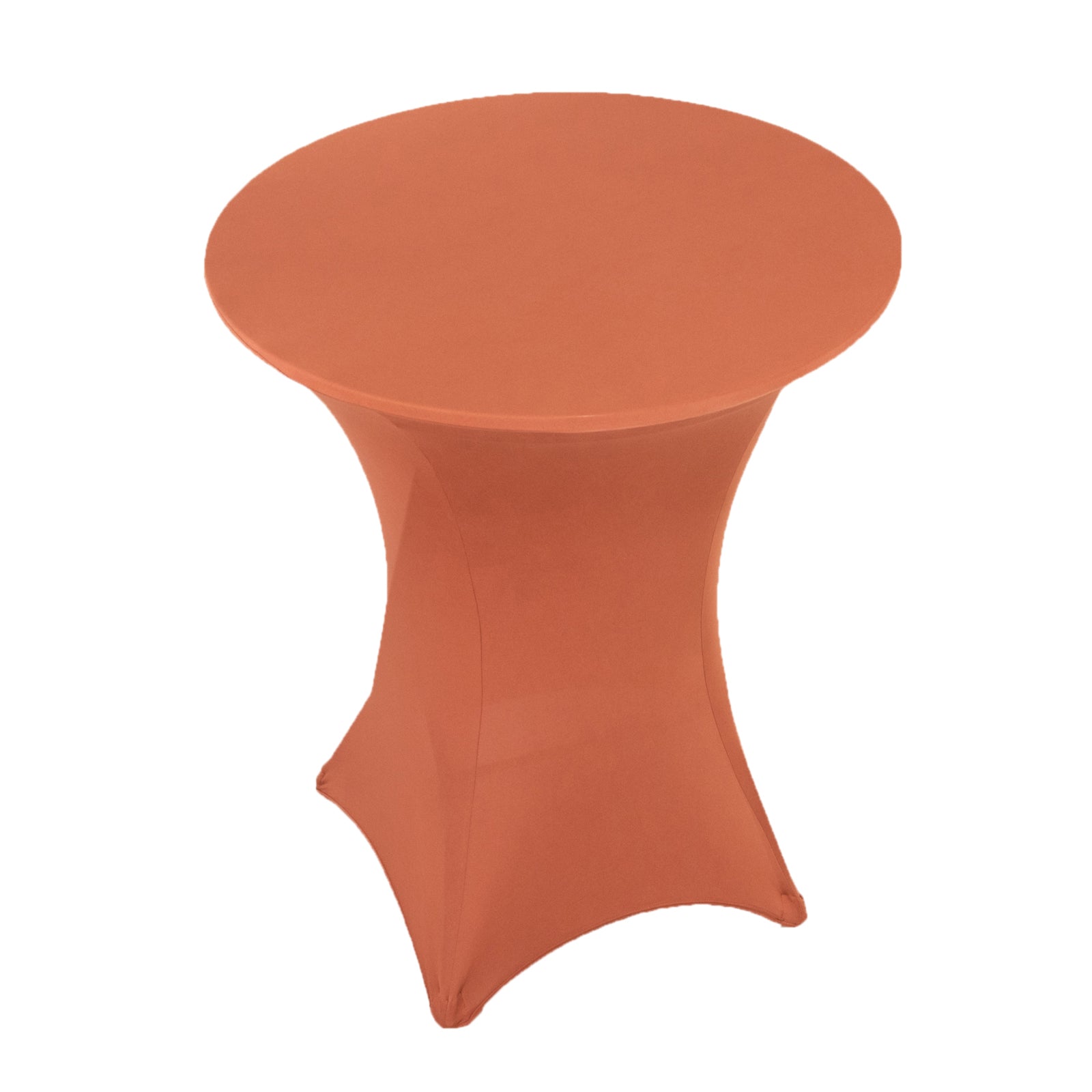 Stretchable Spandex Cocktail Table Cover in Terracotta (Rust) - Easy Maintenance for 33 - 36' Tables
