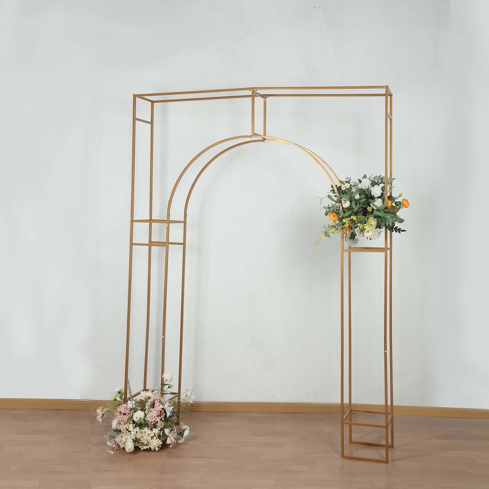 8ft Heavy Duty Gold Metal Wedding Arch in Arc de Triomphe Style - Perfect for Events
