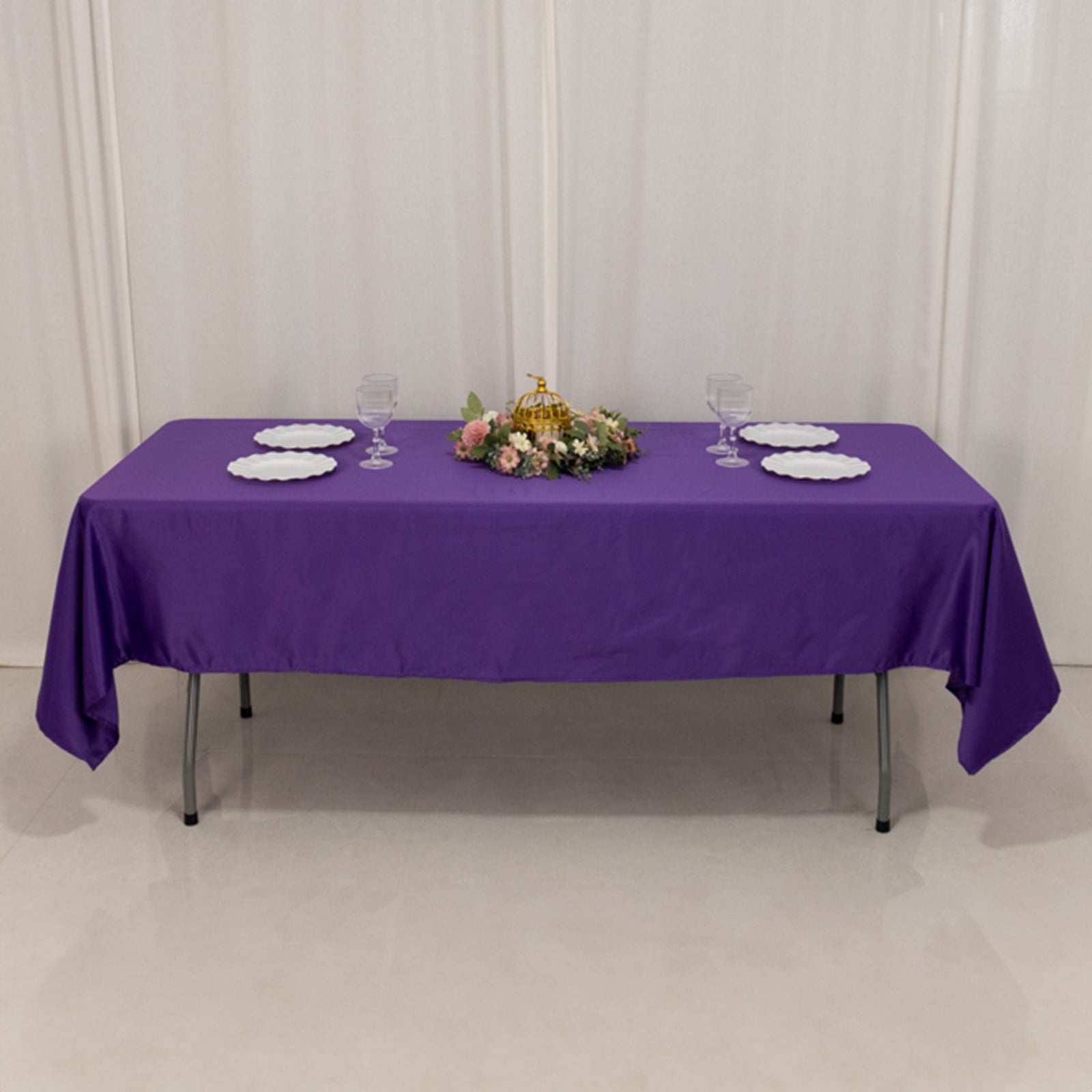 Purple Lamour Satin 60x102 Rectangle Tablecloth - Durable & Silky Soft, Ideal for Events