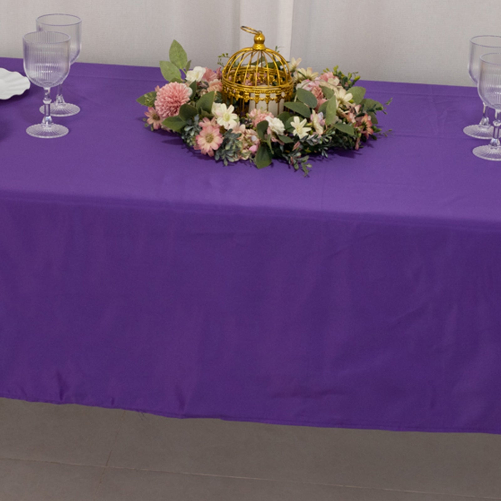 Purple Lamour Satin 60x102 Rectangle Tablecloth - Durable & Silky Soft, Ideal for Events
