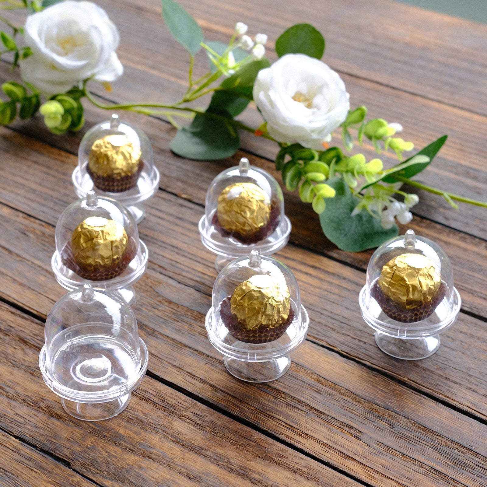 12-Pack Clear Fillable Mini Pedestal Candy Containers with Dome Lid - Ideal for Party Favors