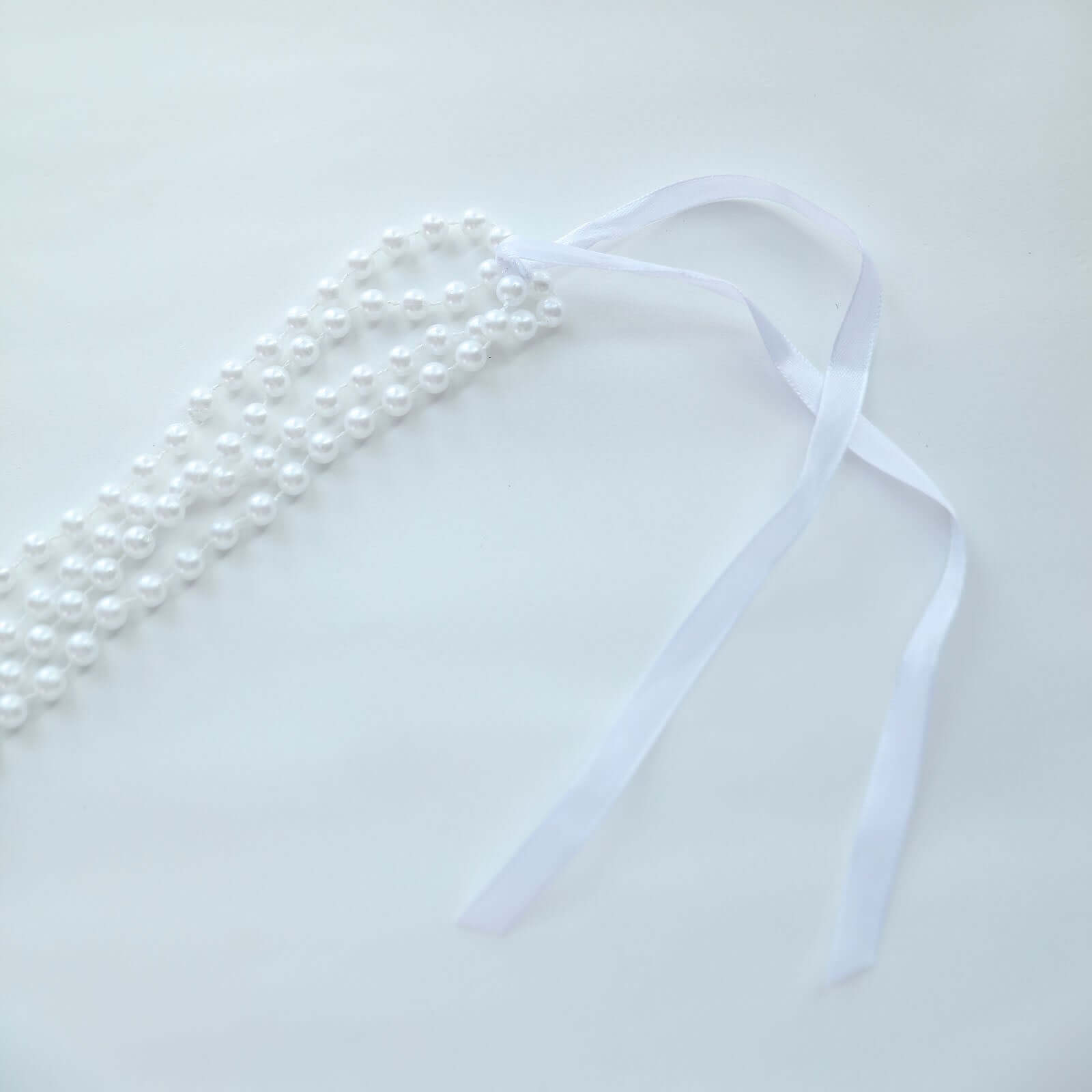 Hot Sale! White Faux Pearl Beaded 16-Foot Chair Back Garland Sash for Chiavari Chairs, Gatsby-Style Wedding Decor