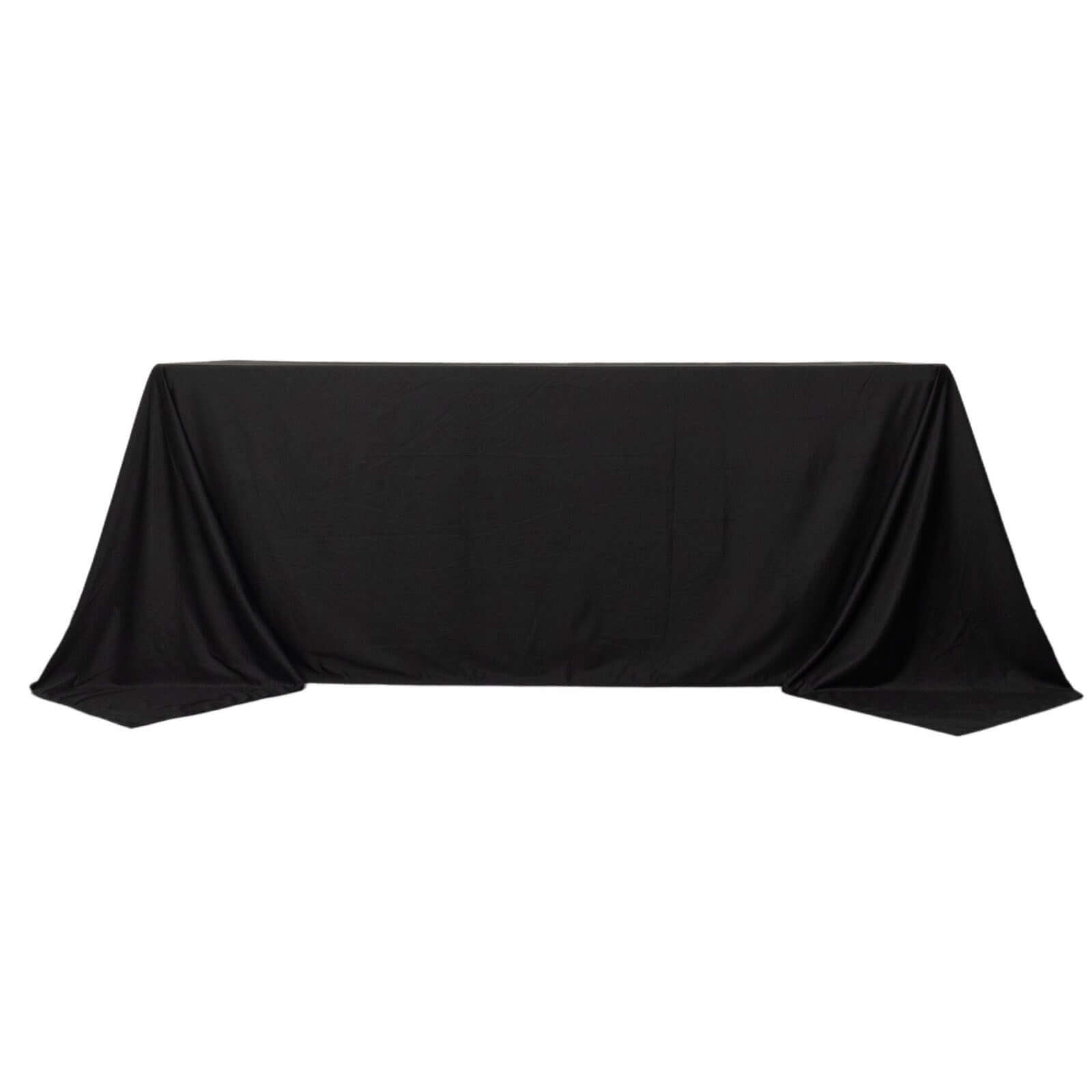 Exclusive Premium Black Scuba Rectangular 90x132 Tablecloth - Wrinkle & Stain Free for Weddings and Parties