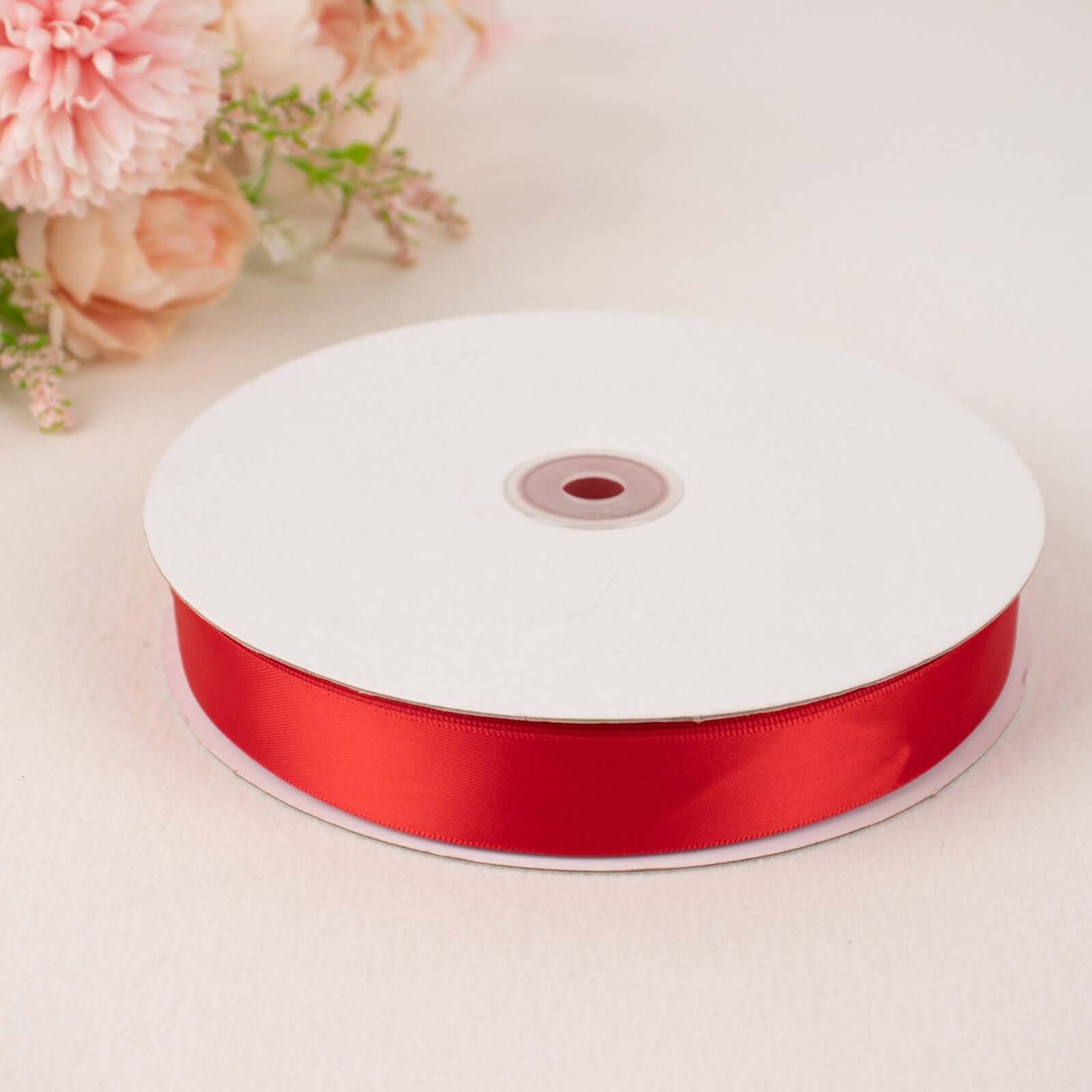 Hot Deal! 100-Yard 7/8 Red Single-Face Decorative Satin Ribbon