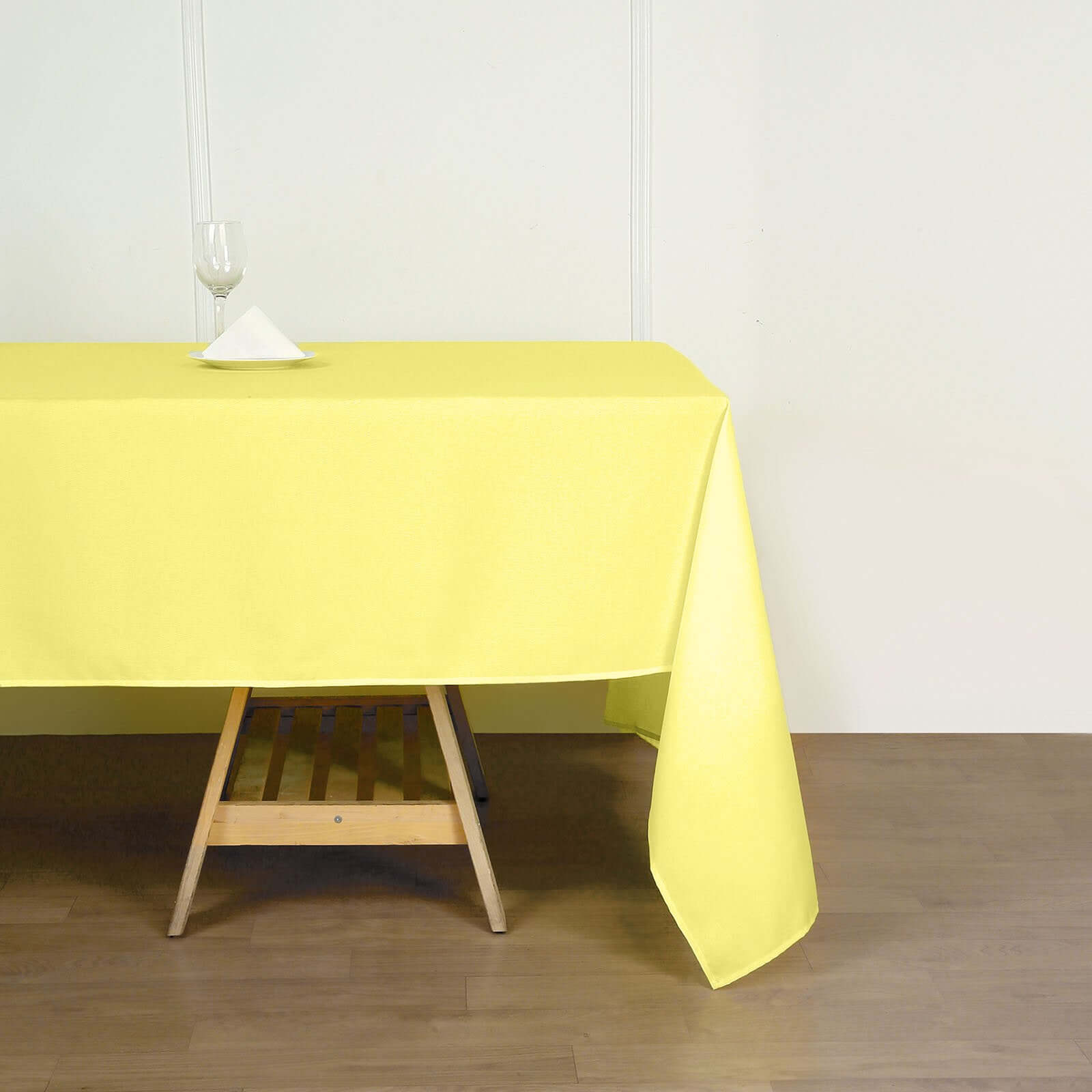 Yellow Wrinkle-Resistant 60x126 Polyester Rectangle Tablecloth - Perfect for Events
