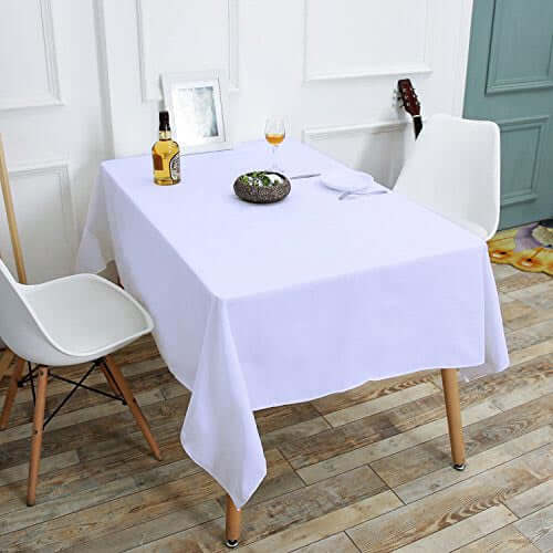 White 60x102 Rectangle Premium Polyester Tablecloth - 220GSM Durable Wrinkle-Free for Weddings & Events