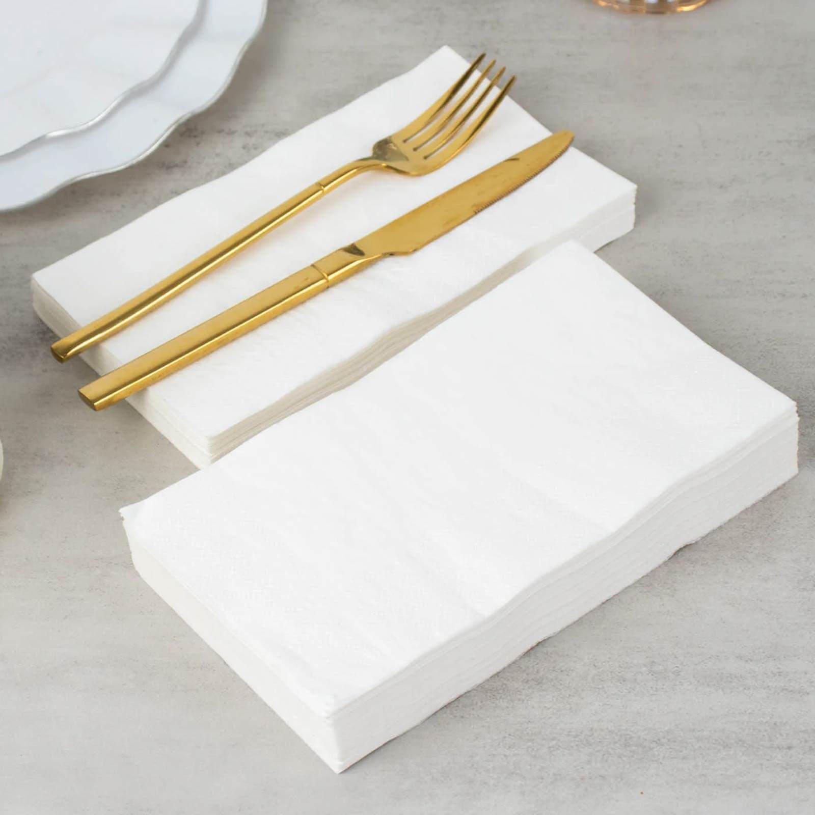 Great Deal! 50-Pack Disposable 2-Ply Soft White Paper Cocktail and Beverage Napkins for Weddings