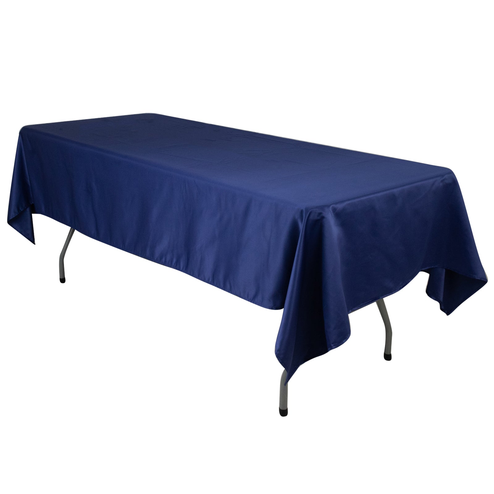Navy Blue Lamour Satin Rectangle Tablecloth (60x102) - Durable & Soft