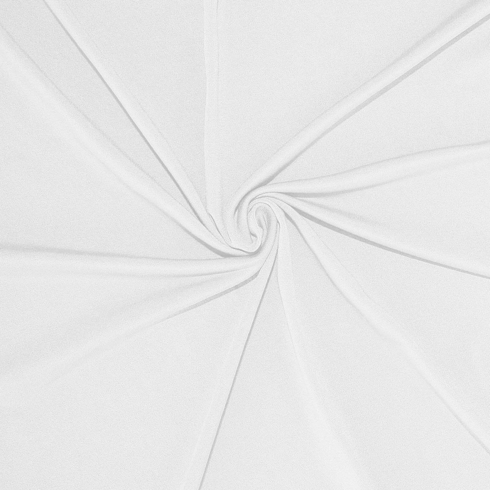 Exclusive White 4-Way Stretch Spandex Event Curtain - 5ftx14ft, Wrinkle-Free with Rod Pockets