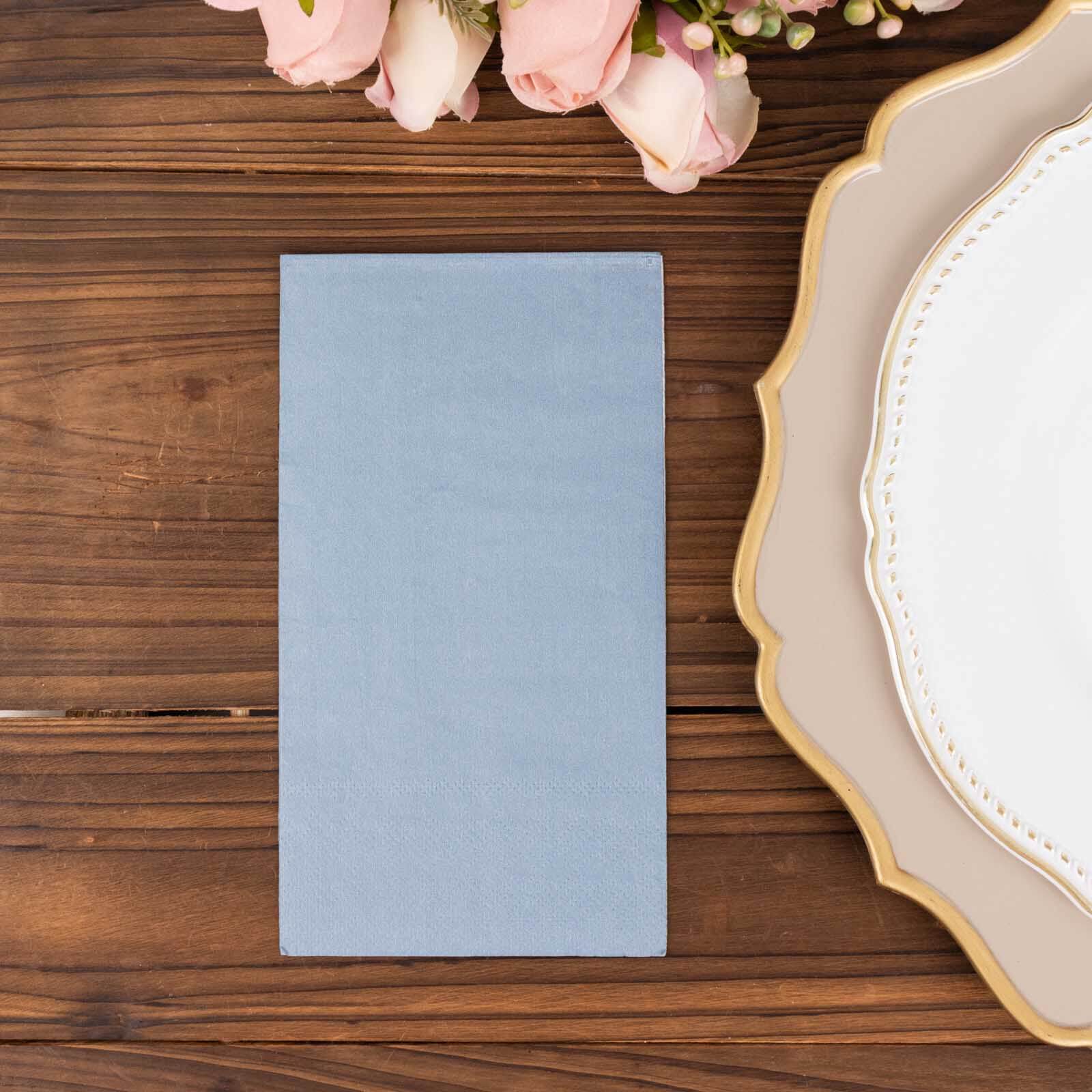 50-Pack Soft Dusty Blue Disposable 2-Ply Paper Napkins - Ideal for Weddings