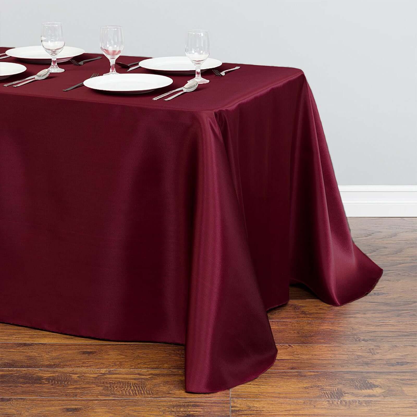 Exclusive Burgundy Satin 90x132 Seamless Rectangular Tablecloth