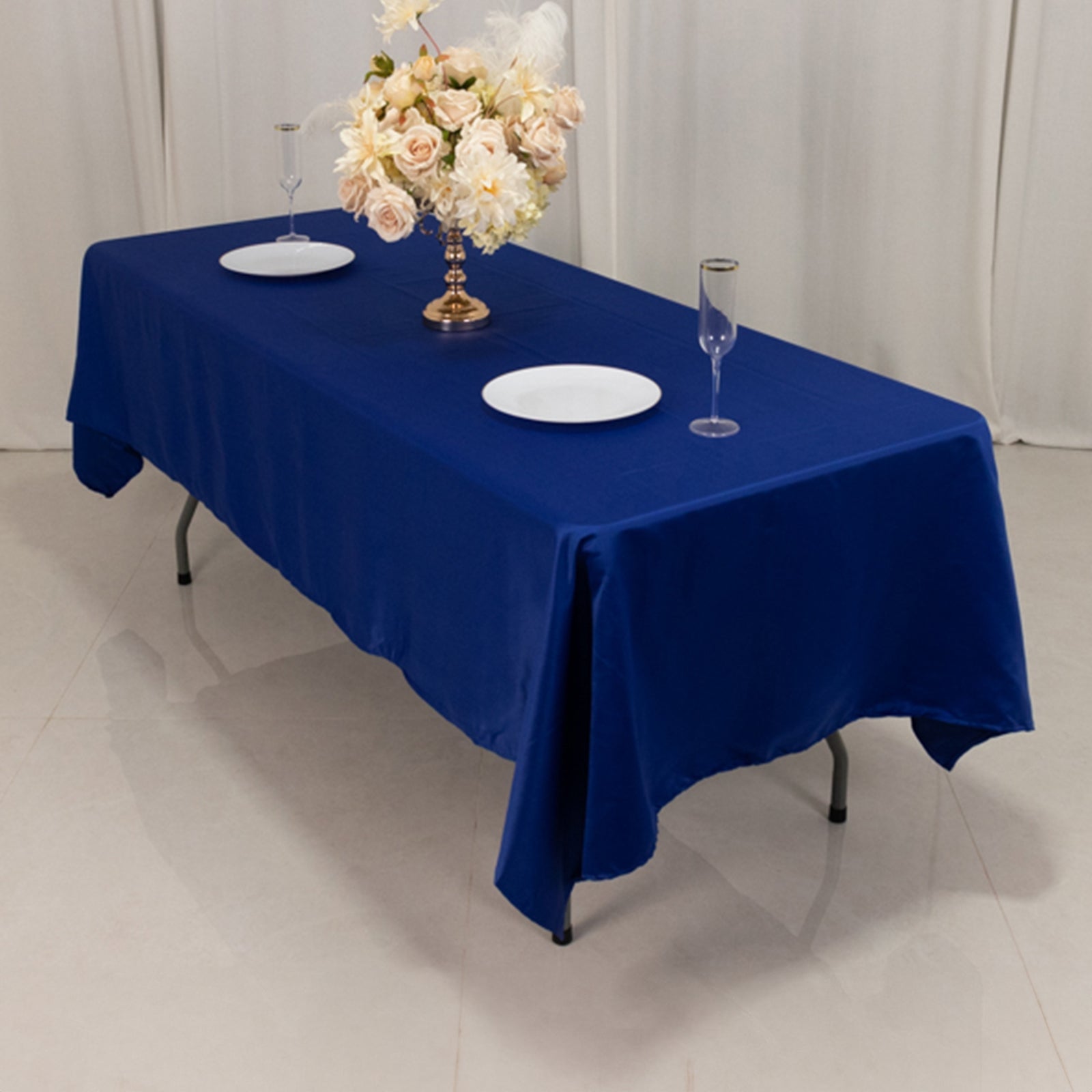 Royal Blue Lamour Satin Rectangle Tablecloth (60x102) - Durable, Silky Soft & High-Quality