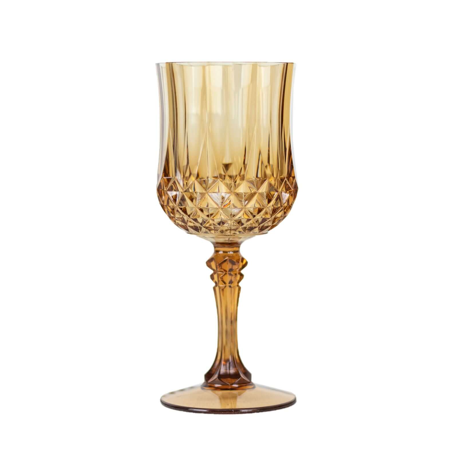 8oz Shatterproof 6-Pack Amber Gold Plastic Cocktail Goblets with Crystal Cut Design