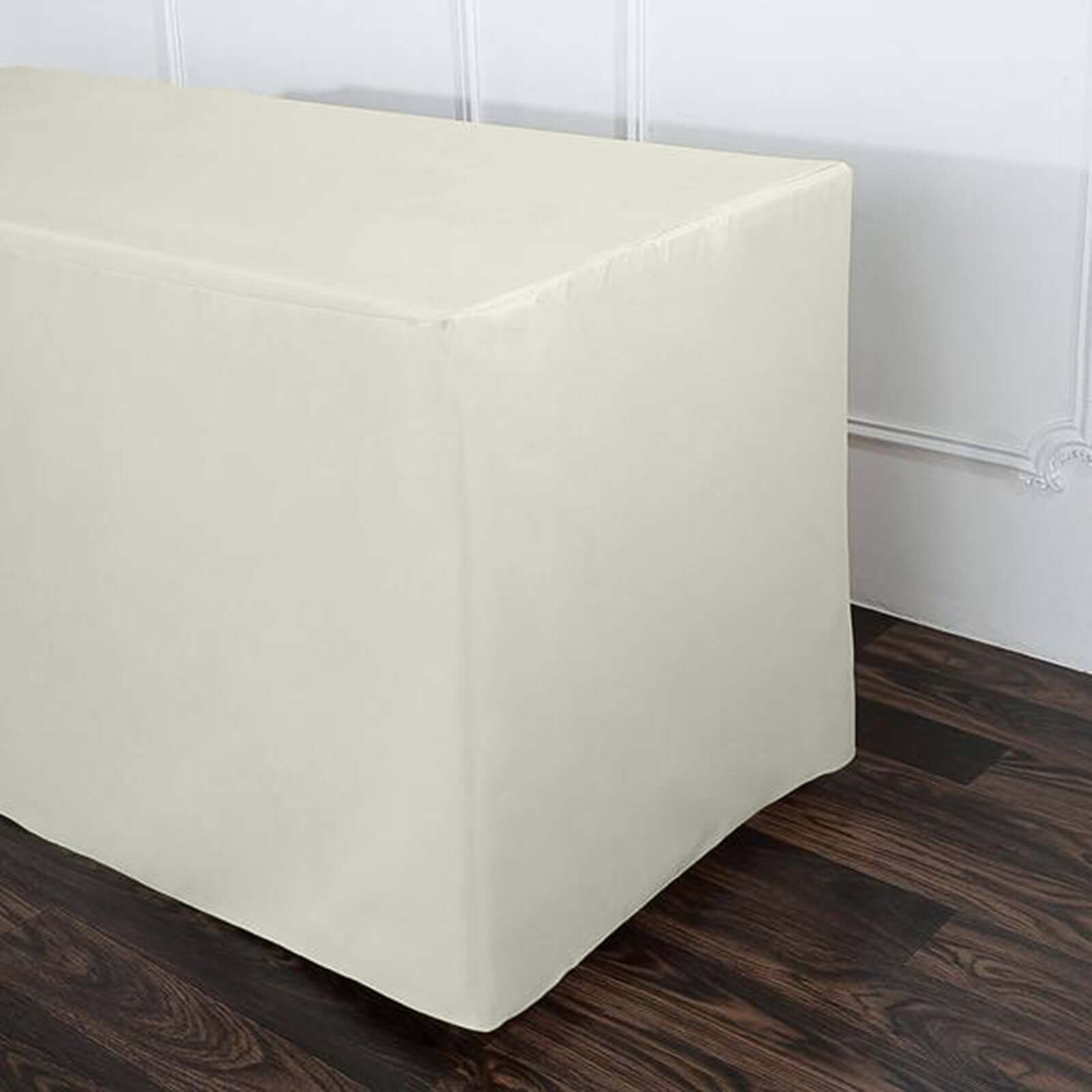 Durable Ivory Fitted Polyester 72x30 Rectangle Tablecloth for 6FT Tables
