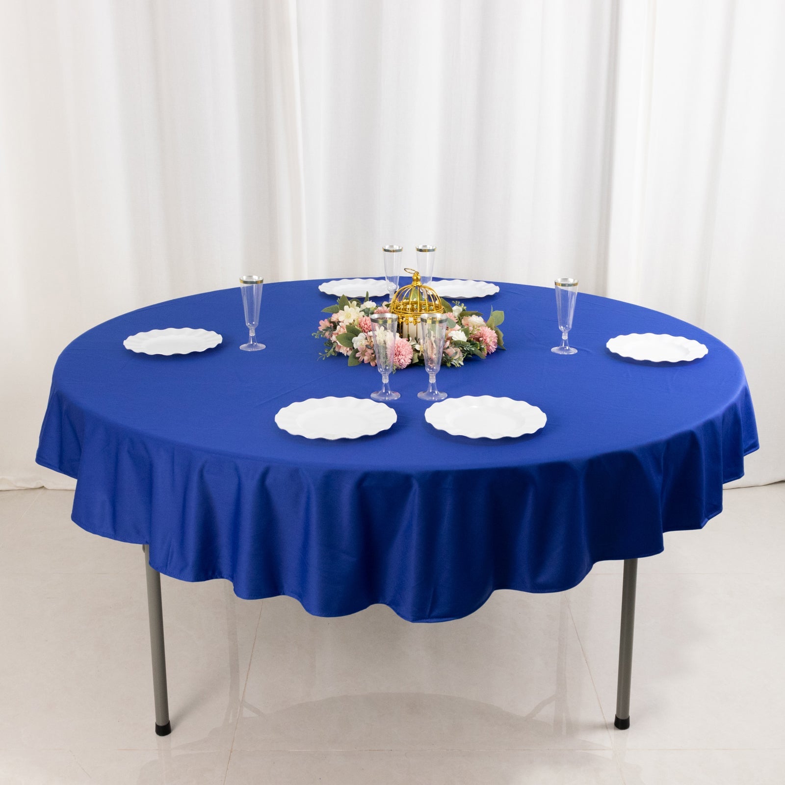 Royal Blue 70-Inch Wrinkle-Free & Stain-Resistant Premium Scuba Round Tablecloth