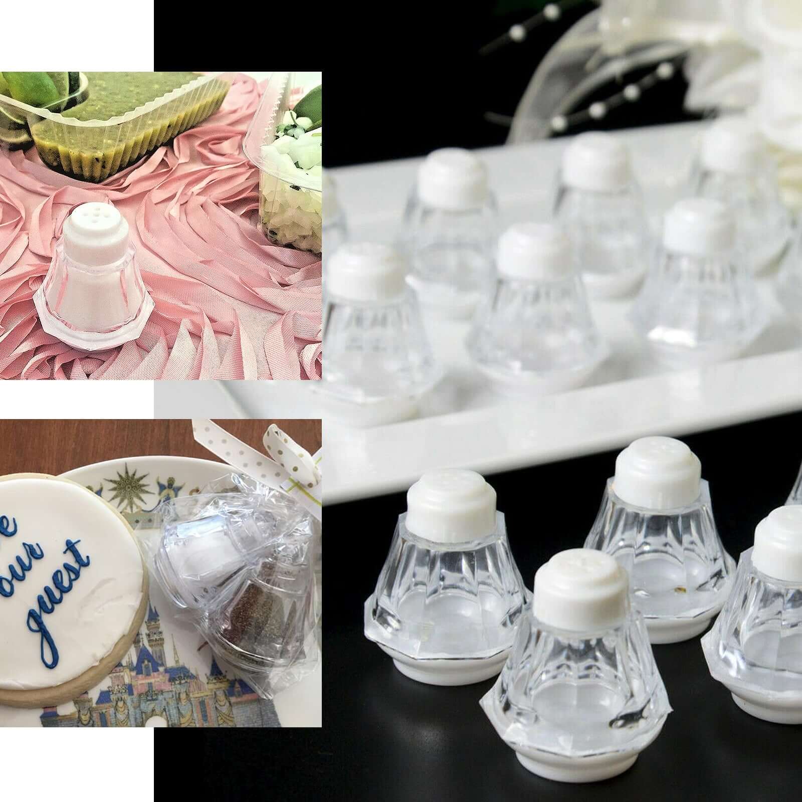 Set of 12 Clear 2.5-Inch Plastic Salt and Pepper Shakers for Party Gifts