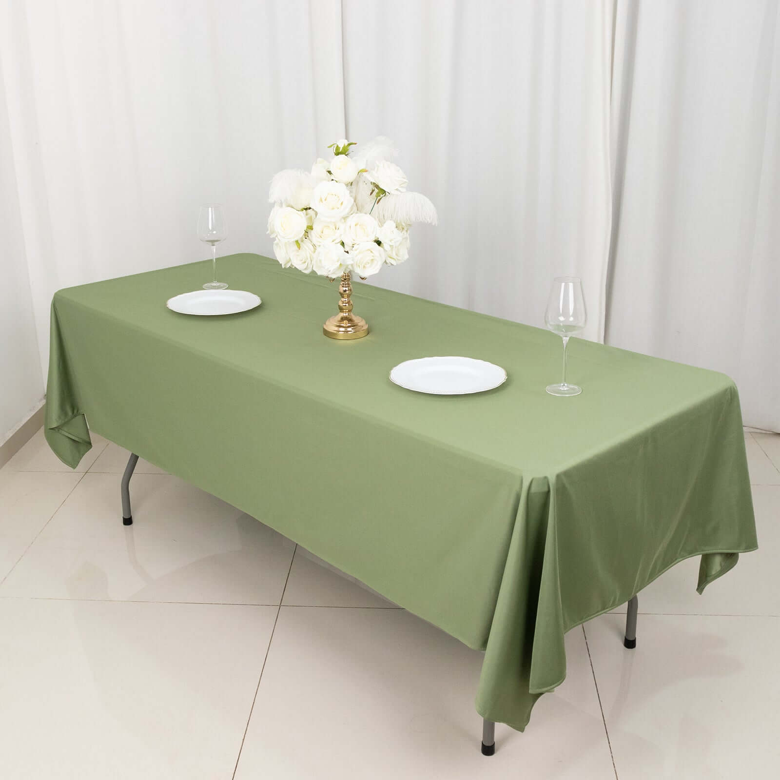 Wrinkle-Free & Stain-Resistant Premium Scuba 60x102 Dusty Sage Green Rectangular Tablecloth
